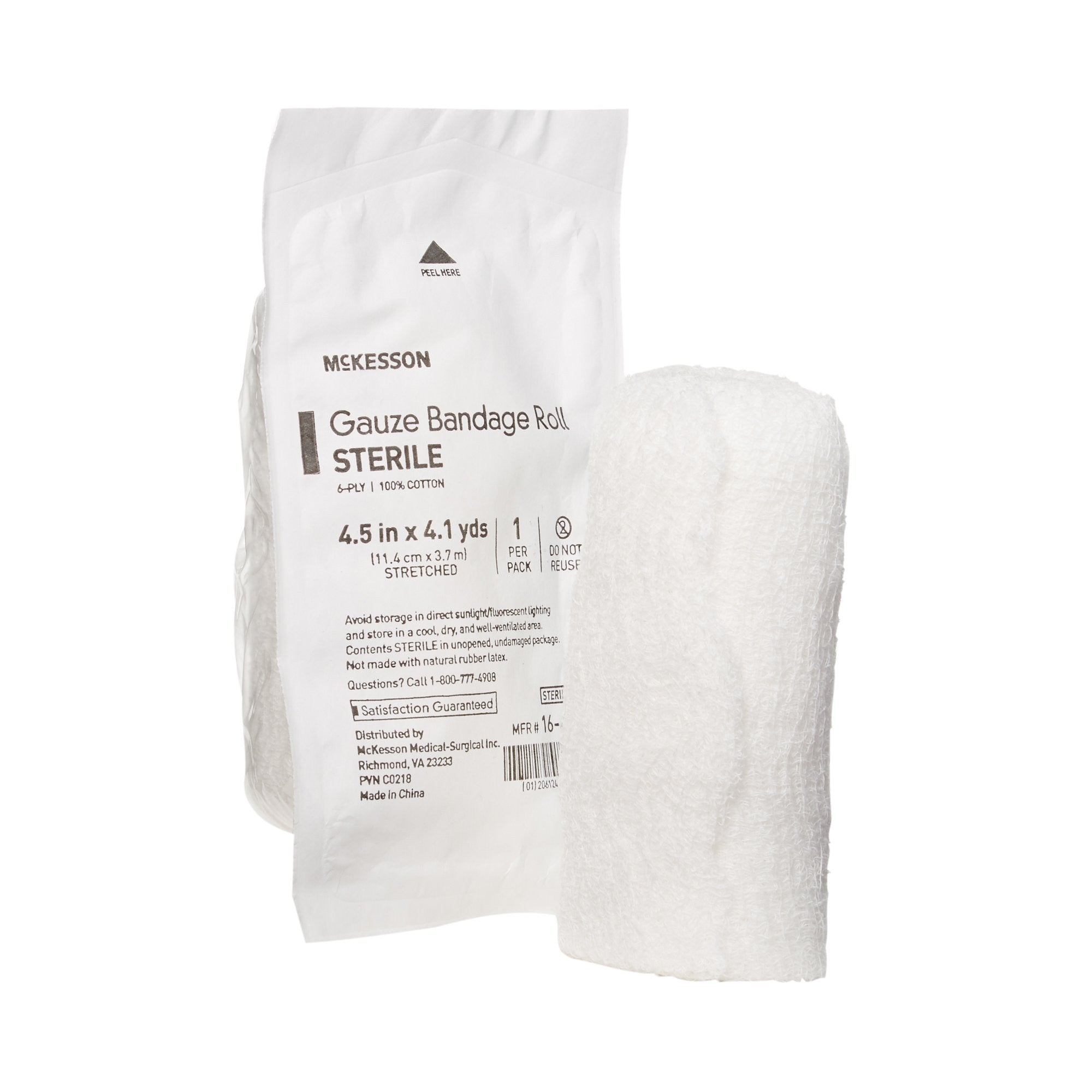 446051 - McKesson - McKesson Fluff Bandage Roll 4-1/2 Inch X 4-1/10 Yard 6-Ply Sterile 1 per Pack, 16-4264, Case of 100, (CS)