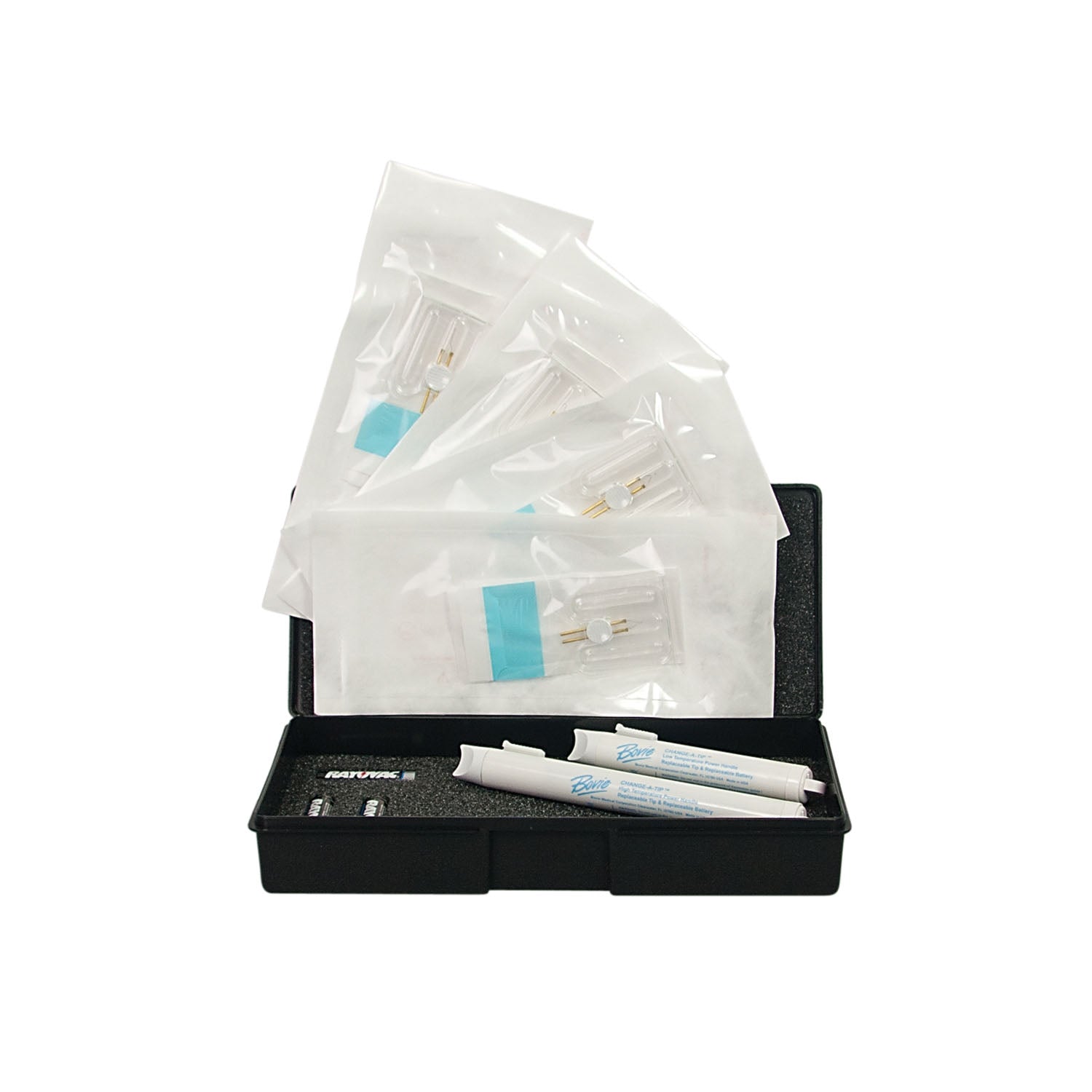 DEL2 - Aspen Surgical - Change-A-Tip Deluxe 高低溫電凝器套裝,內含:1 個低溫手柄、1 個高溫手柄、1 個無菌 H100 電凝頭、1 個無菌 H101 電凝頭、1 個無菌 H103 電凝頭、1 個無菌 H121 電凝頭、1 個無菌 H103 電凝頭、1 個無菌 H121 電凝固電池和電池內凝集電池。