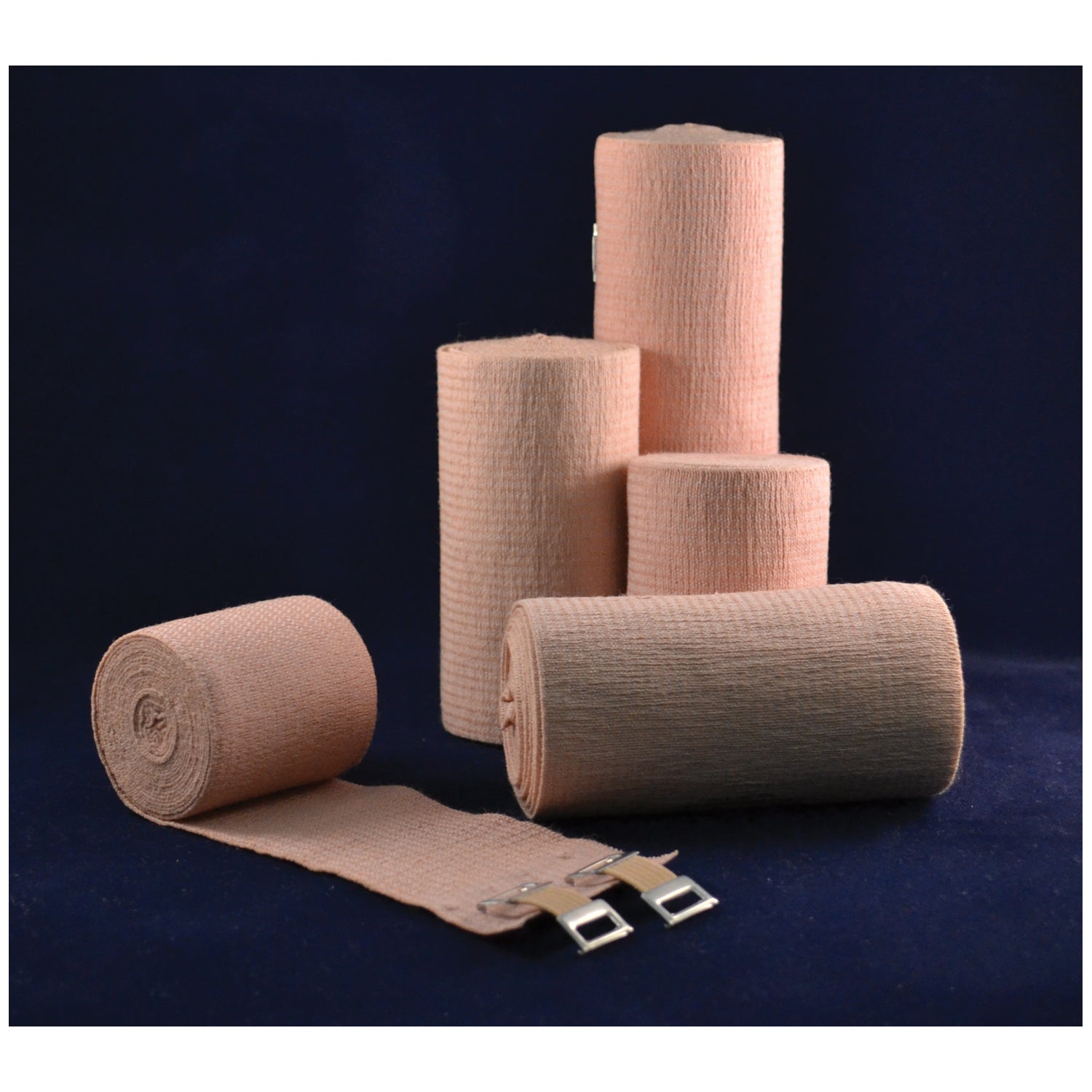 72250 - Ambra Le Roy - Premium Elastic Bandage, 2" x 5 yds (Stretched) with Double Clip Closure, Tan, Latex Free (LF), 10/bx, 5 bx/cs , cs