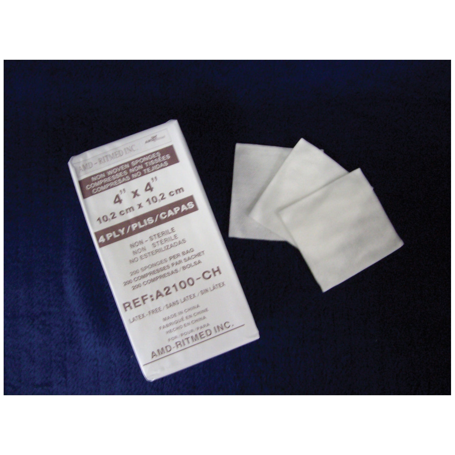 A2100-CH - AMD-Medicom - General Usage, 4" x 4", 4 Ply, Non-Sterile, 200/pk, 10 pk/cs , cs