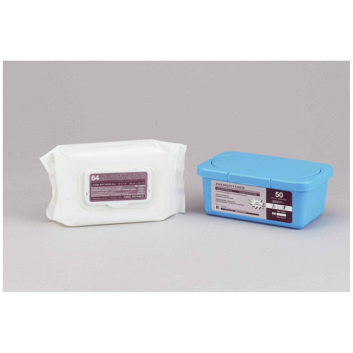 A40001 - AMD-Medicom - Toallita de 25 x 33 cm, prehumedecida, 50 por envase, 12 por envase, caja