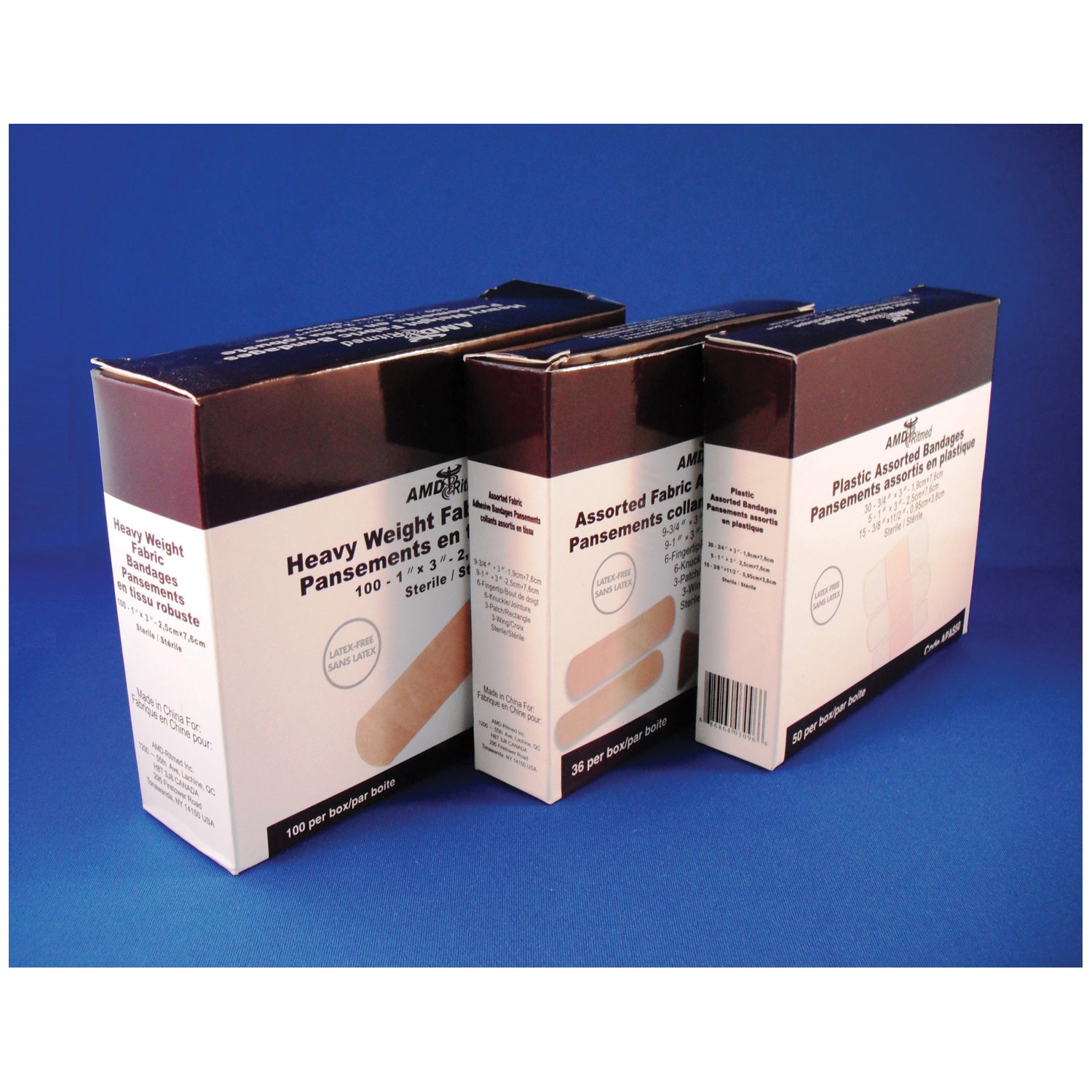 AP0334 - AMD-Medicom - Plastic Adhesive Bandage, ¾" x 3", 100/bx , bx