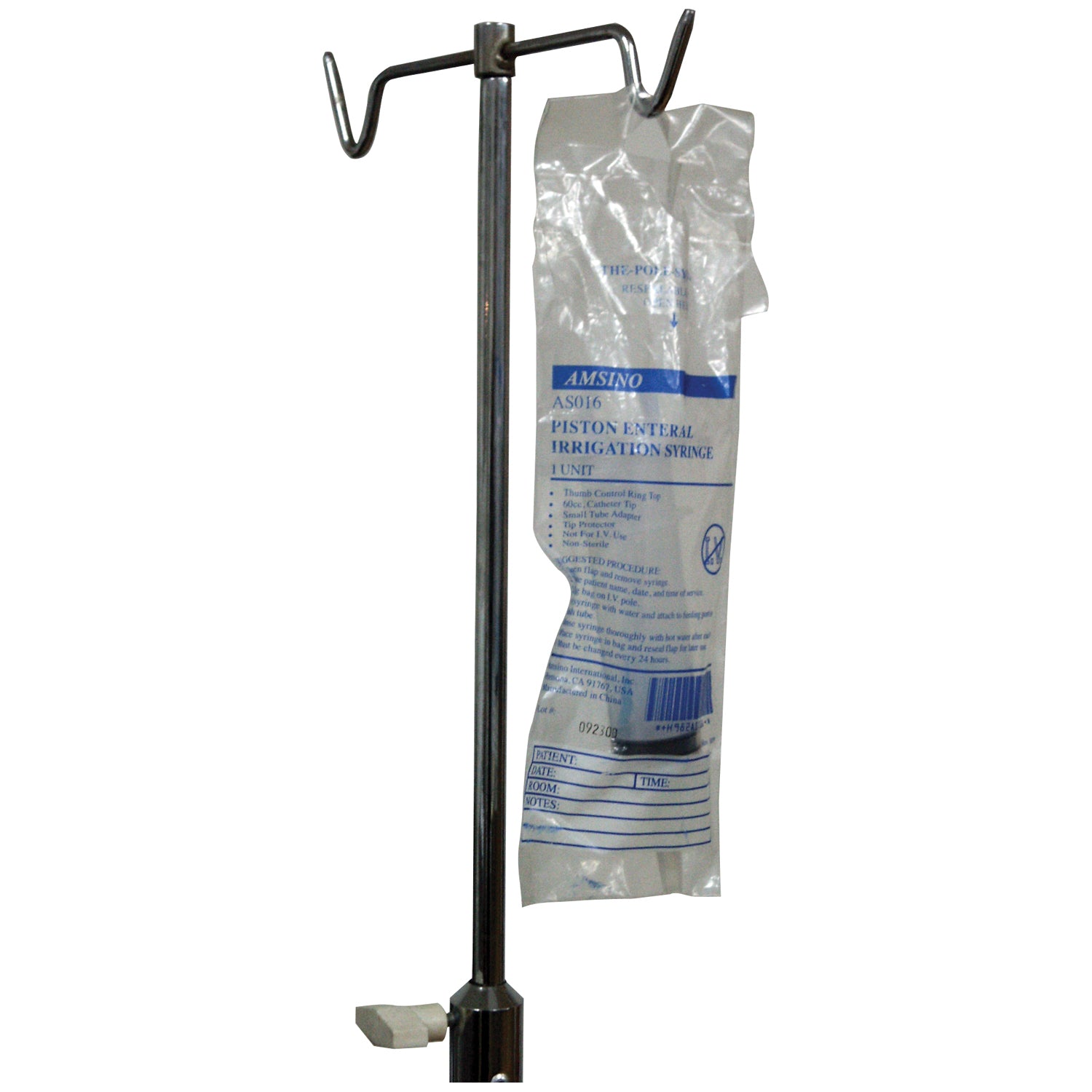 AS016 - Amsino International, Inc. - Jeringa de 60 cc, punta de catéter, anillo de control para el pulgar con adaptador de punta pequeña, envasada en bolsa resellable para portasueros, 30/caja (150 cajas/plt) (Se descontinuará) , caja