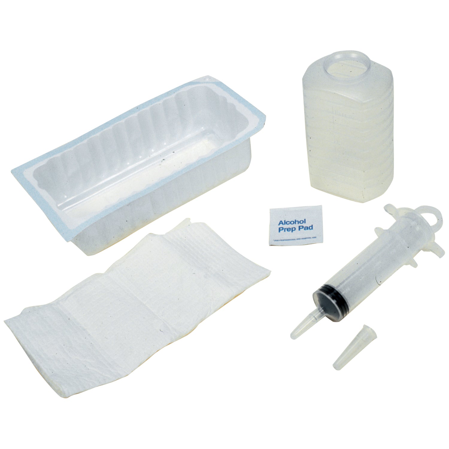AS136 - Amsino International, Inc. - Piston Irrigation Tray Includes 1000cc Outer Tray, 500cc Graduated Container, 60cc Thumb Control Ring Syringe, Alcohol Prep Pad, Large Moisture-Proof Underpad, 20/cs (50 cs/plt) (Item on Manufacturer Back Order with E