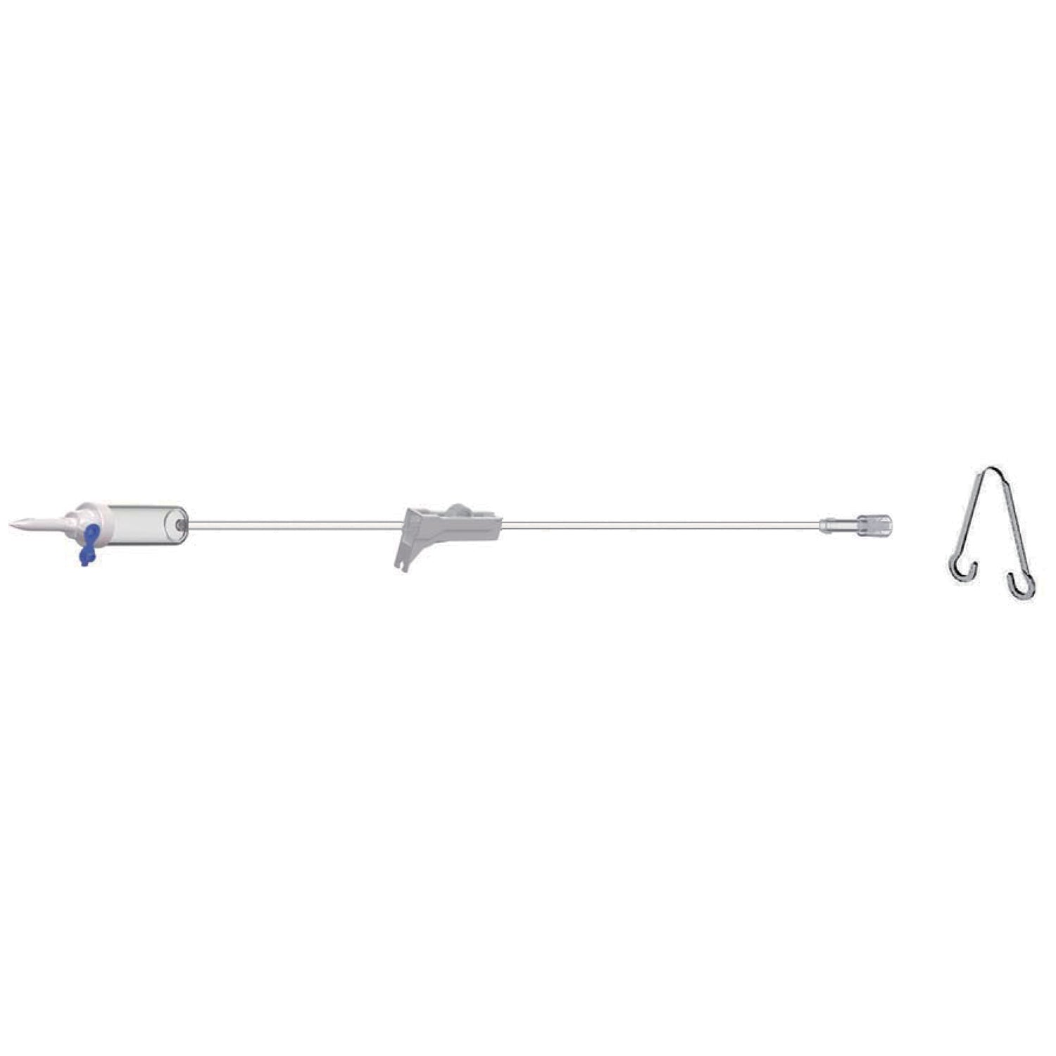 AS3500 - Amsino International, Inc. - IV Secondary Piggyback IV Set, 20 Drops Per mL, 40" Length, 10 mL Priming Volume, Vented/Non-Vented, Roller Clamp, Rotating Male Luer Lock, Hanger, PE Poly Pouch, 50/cs , cs