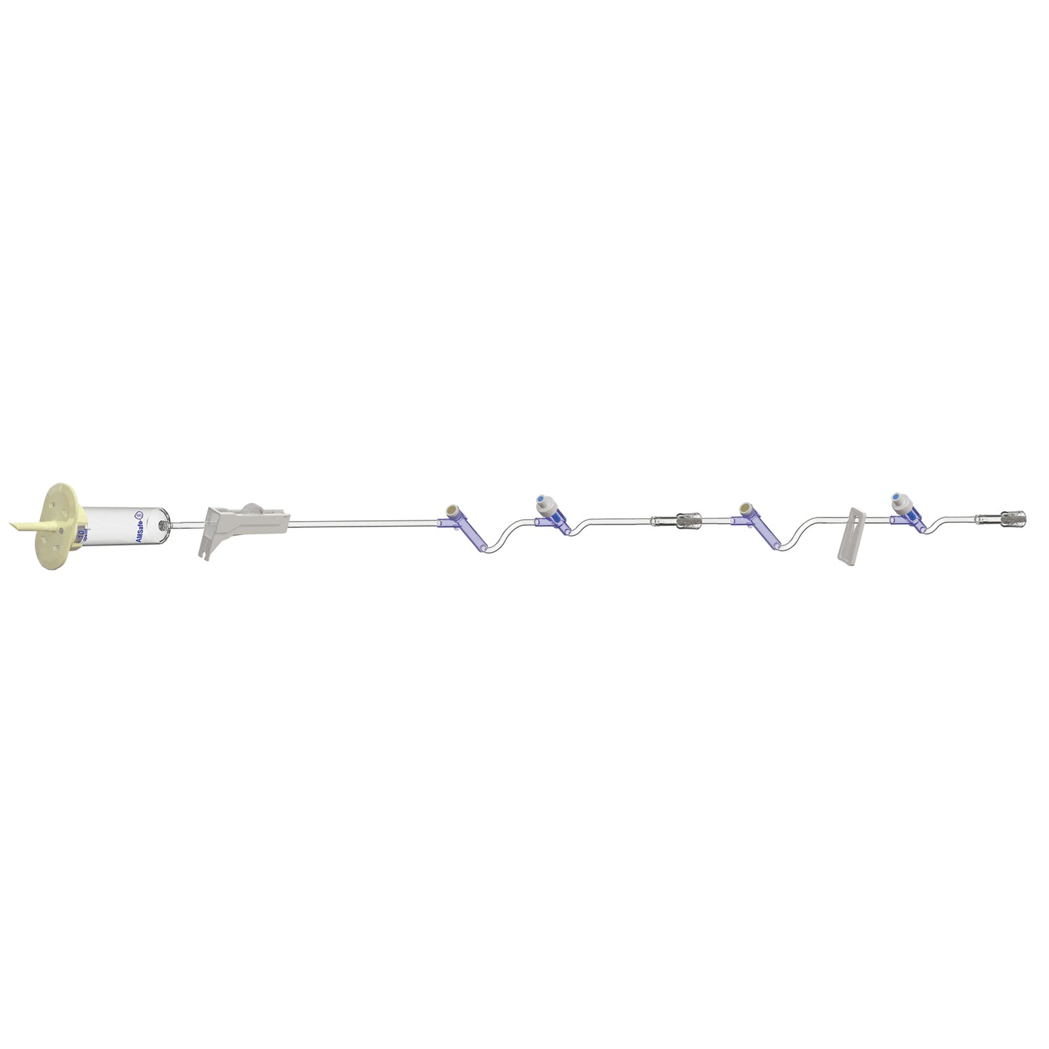 D38302 - Amsino International, Inc. - AMSafe-3® IV Set, Adjust to 10, 15, 60 Drops Per mL, 91" Length, 24 mL Priming Volume, Roller Clamp, 1 Pre-Pierced Y Site, 1 AMSafe Needle-Free Y Site, Pre-Attached Extension Set with 1 Pre-Pierced Y Site,1 AMSafe Ne