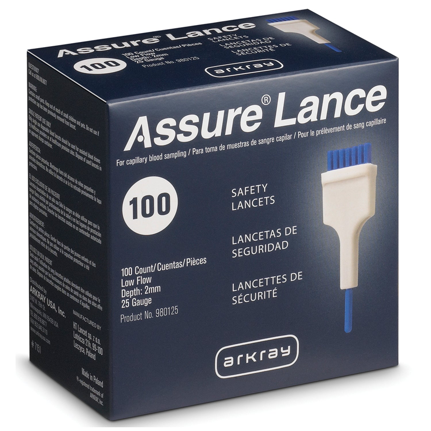 980125 - Arkray USA, Inc. - Low Flow 25G Lancets x 2mm, 100/bx (US Only) , bx