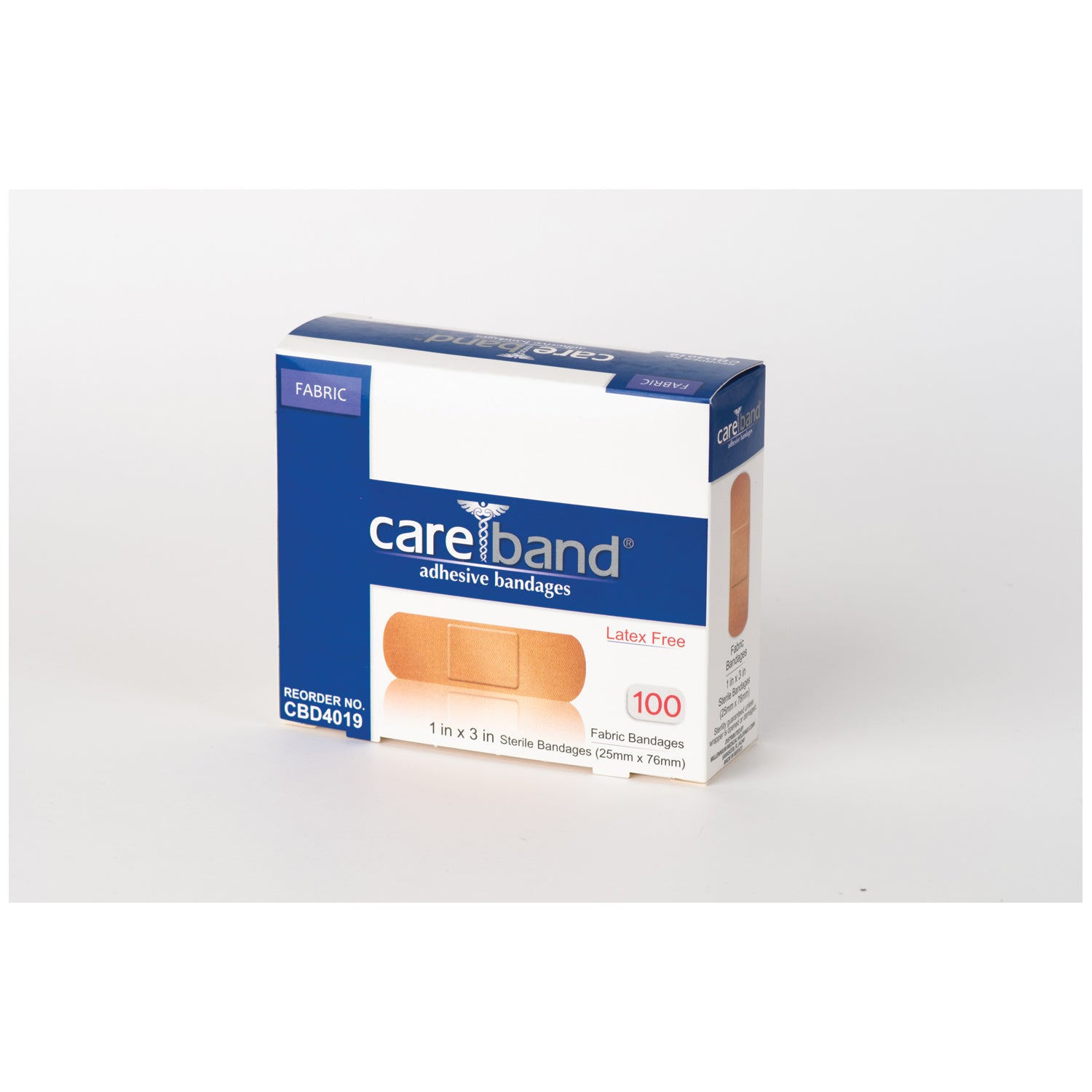 CBD1019 - ASO, LLC - Tiras adhesivas de plástico, 1" x 3", sin látex (LF), 100/caja, 12 cajas/caja