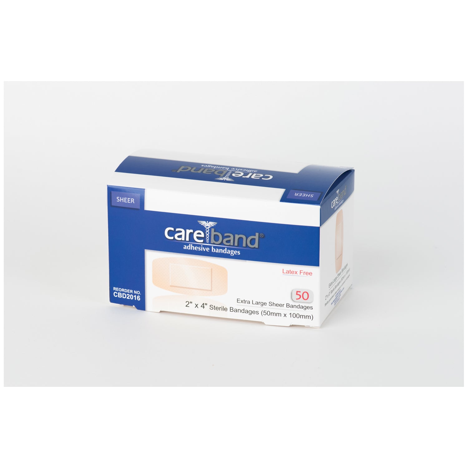 CBD2016 - ASO, LLC - Tira transparente, extragrande, 2" x 4", sin látex (LF), 50/caja, 12 cajas/caja, caja