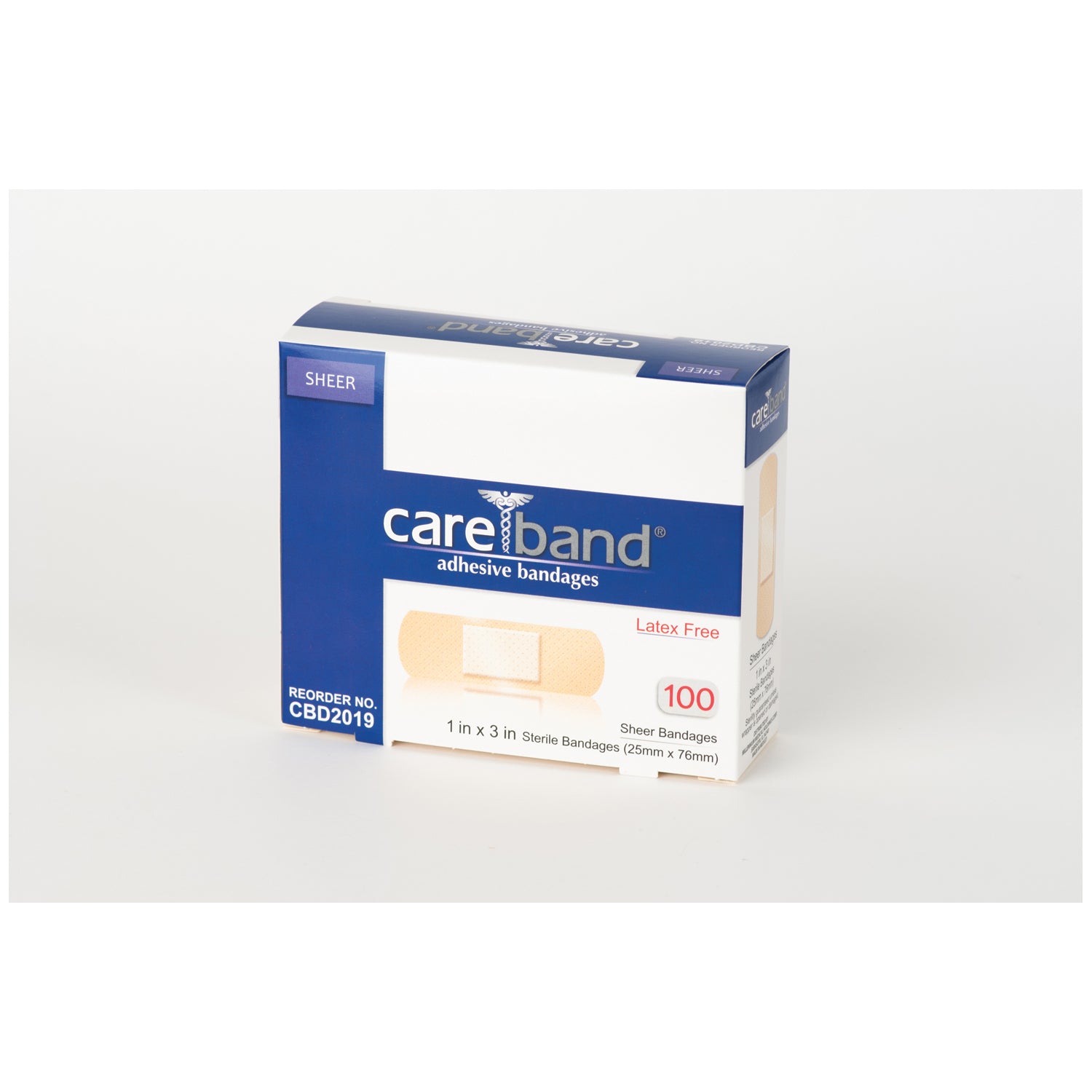 CBD2019 - ASO, LLC - Tiras transparentes, 1" x 3", sin látex (LF), 100/caja, 12 cajas/caja
