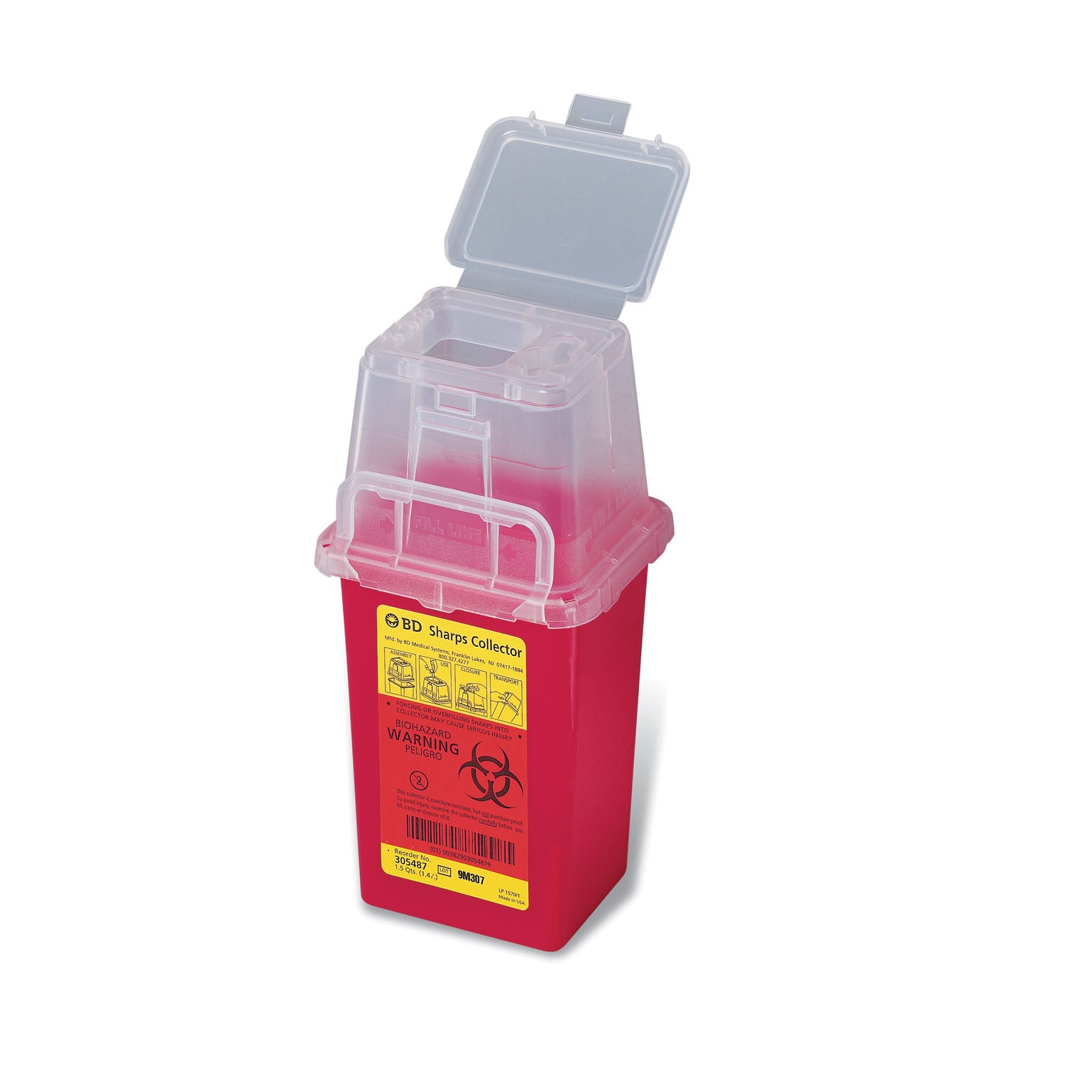 305487 - BD - Sharps Collector, 1.5 Qt, Phlebotomy, Red, 36/cs (30 cs/plt) (Continental US Only) (Drop Ship Requires Pre-Approval) , cs