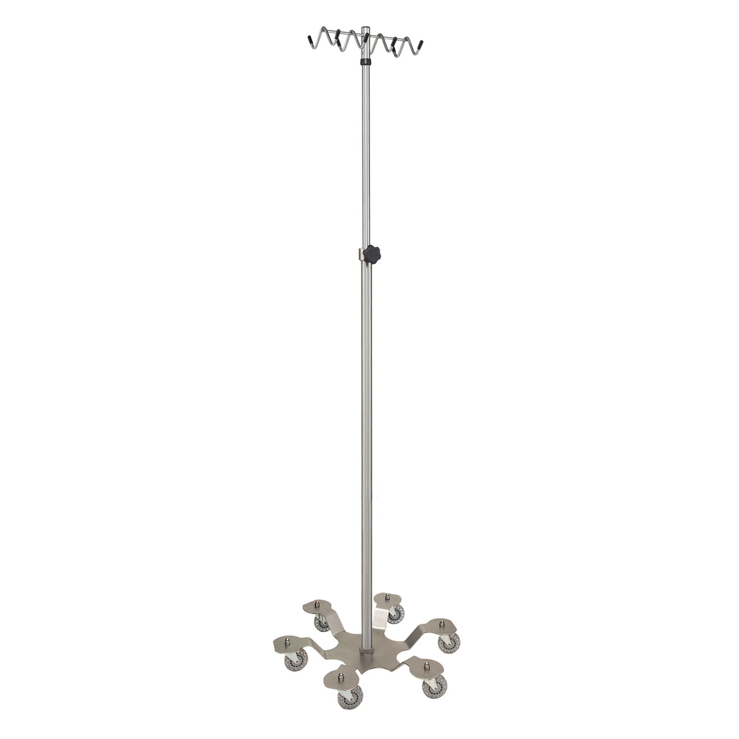 05413710RH - Blickman Industries - IV Stand, Heavy Duty, Rake Hook, 6 Leg, Low Center of Gravity Base Stainless Steel (DROP SHIP ONLY) , ea
