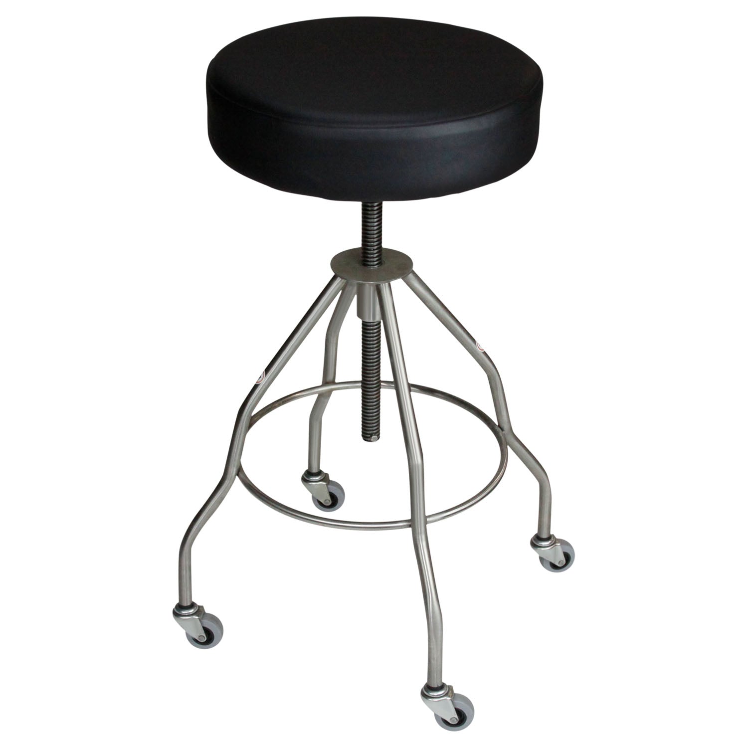 1027714125 - Blickman Industries - Passaic Revolving Stool, 15" Diameter, Upholstered Seat, Black, (4) Leg, (2") Casters (DROP SHIP ONLY) , ea