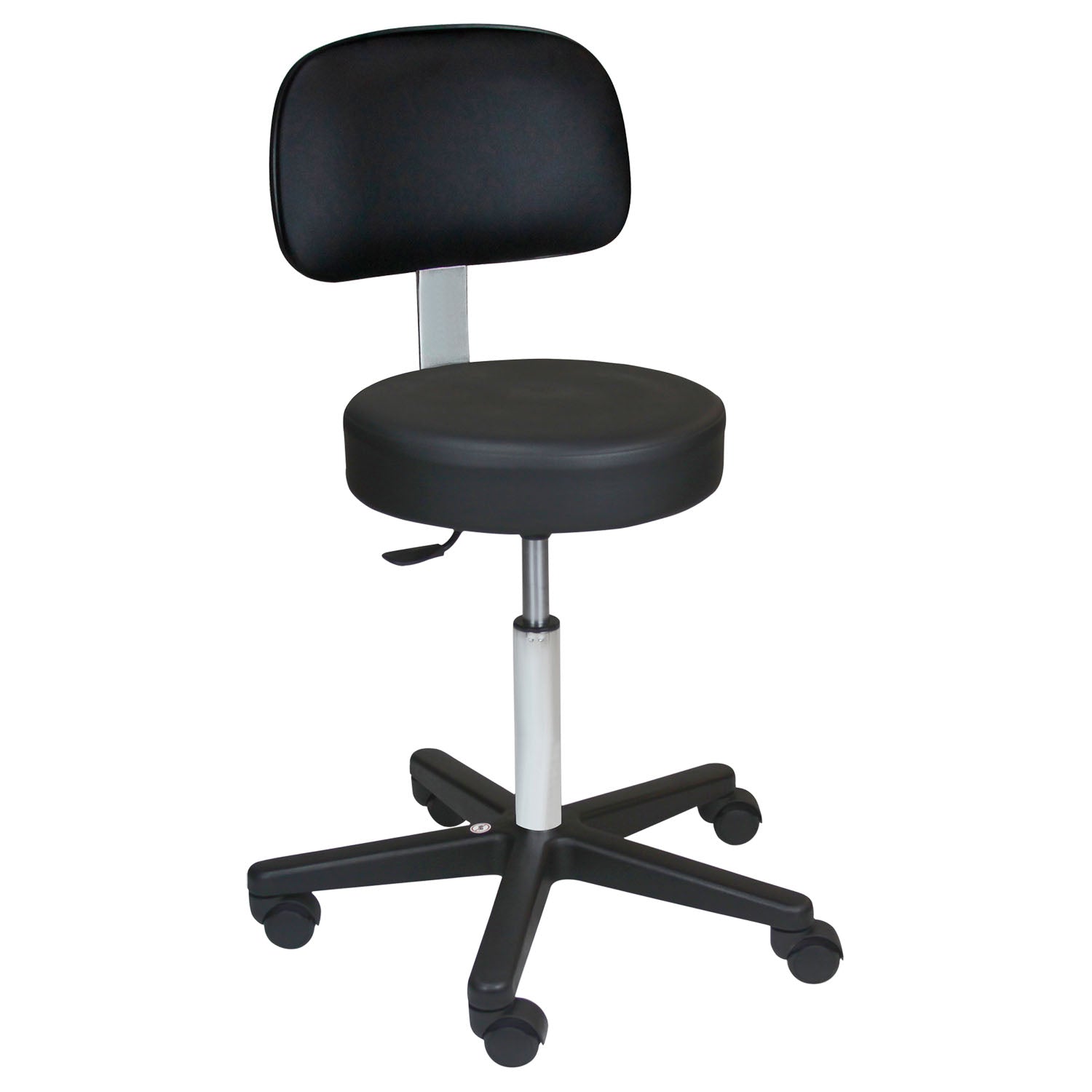 1041201325 - Blickman Industries - Economy Pneumatic Exam Stool, Black, (5) Leg, Black Composite Base, Backrest (DROP SHIP ONLY) , ea
