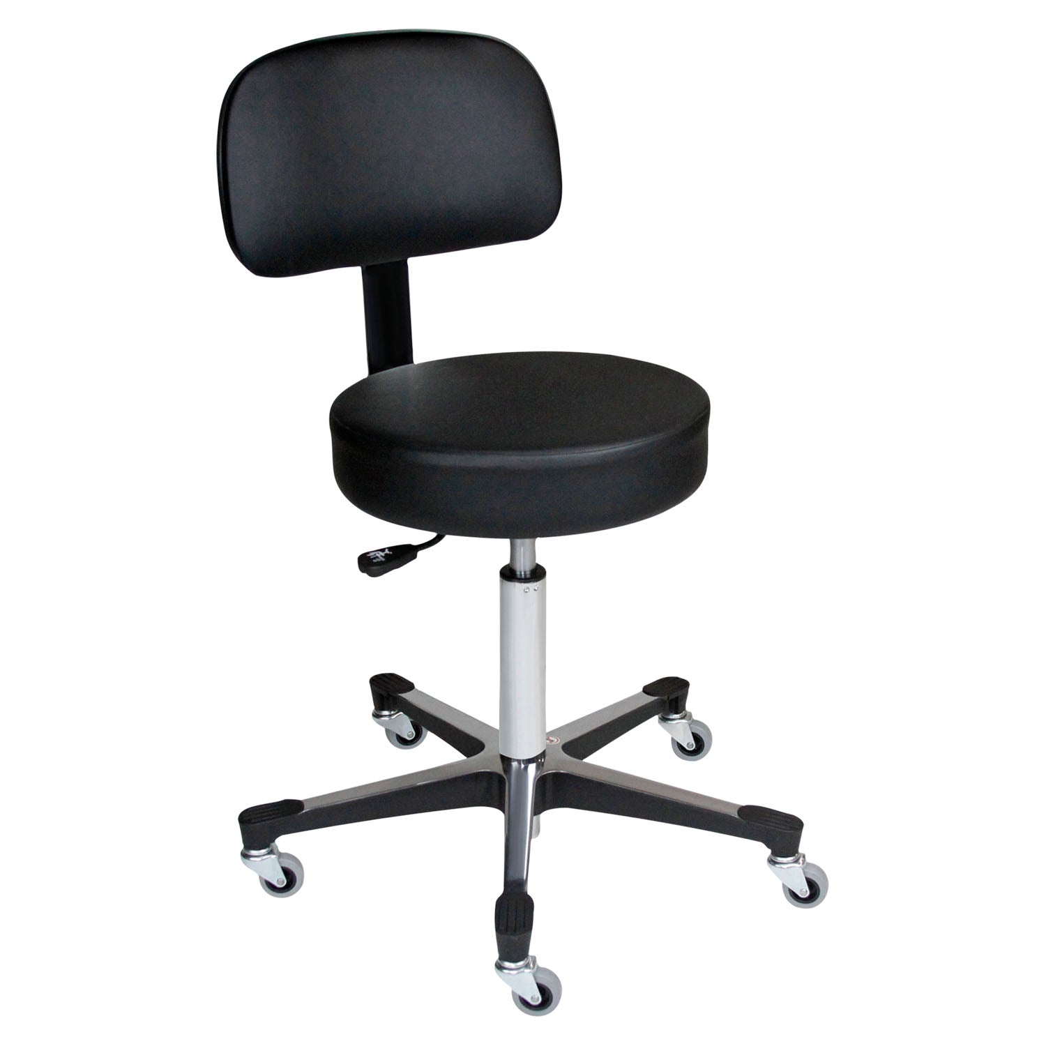 1041210225 - Blickman Industries - Pneumatic Exam Stool, Black, (5) Leg, Aluminum Base, Backrest (DROP SHIP ONLY) , ea