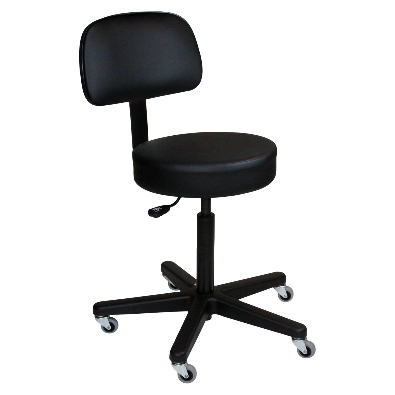 1041210325 - Blickman Industries - Pneumatic Exam Stool, Black, (5) Leg, Black Composite Base, Backrest (DROP SHIP ONLY) , ea