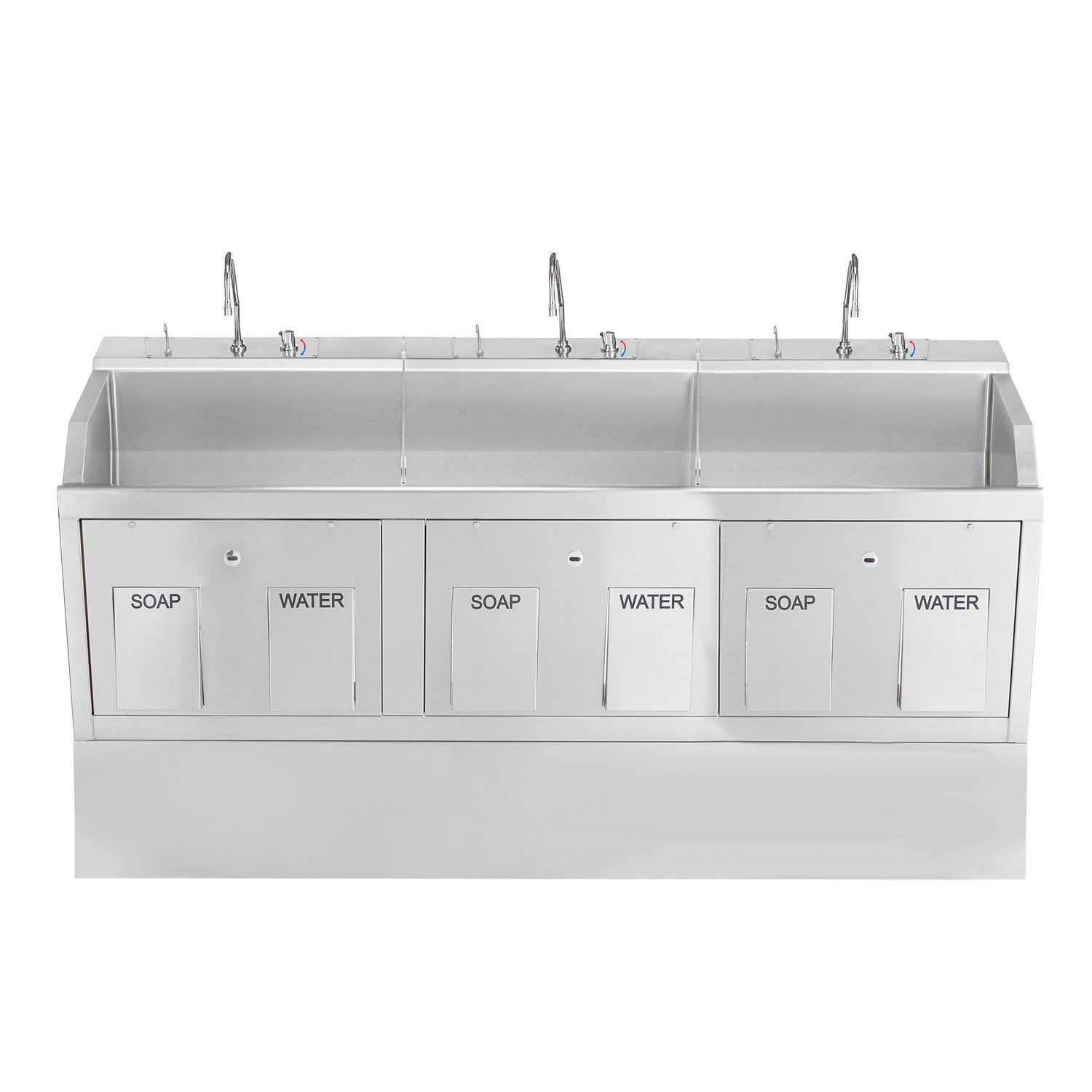 1339883P00 - Blickman Industries - Lodi Scrub Sink, (3) Place, Pedestal Mounted, Knee Action Control, Soap Dispenser, Infrared Water Control (DROP SHIP ONLY) , ea
