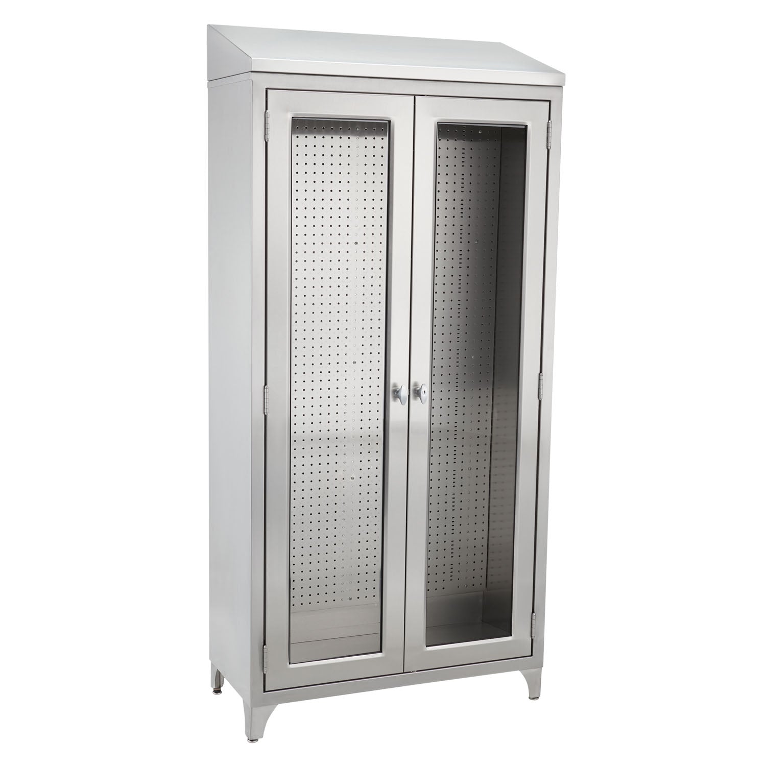 1537960000 - Blickman Industries - Walter Cabinet 47 5/8"W x 76"H x 16"D, Glides, Stainless Steel Pegboard (DROP SHIP ONLY) , ea