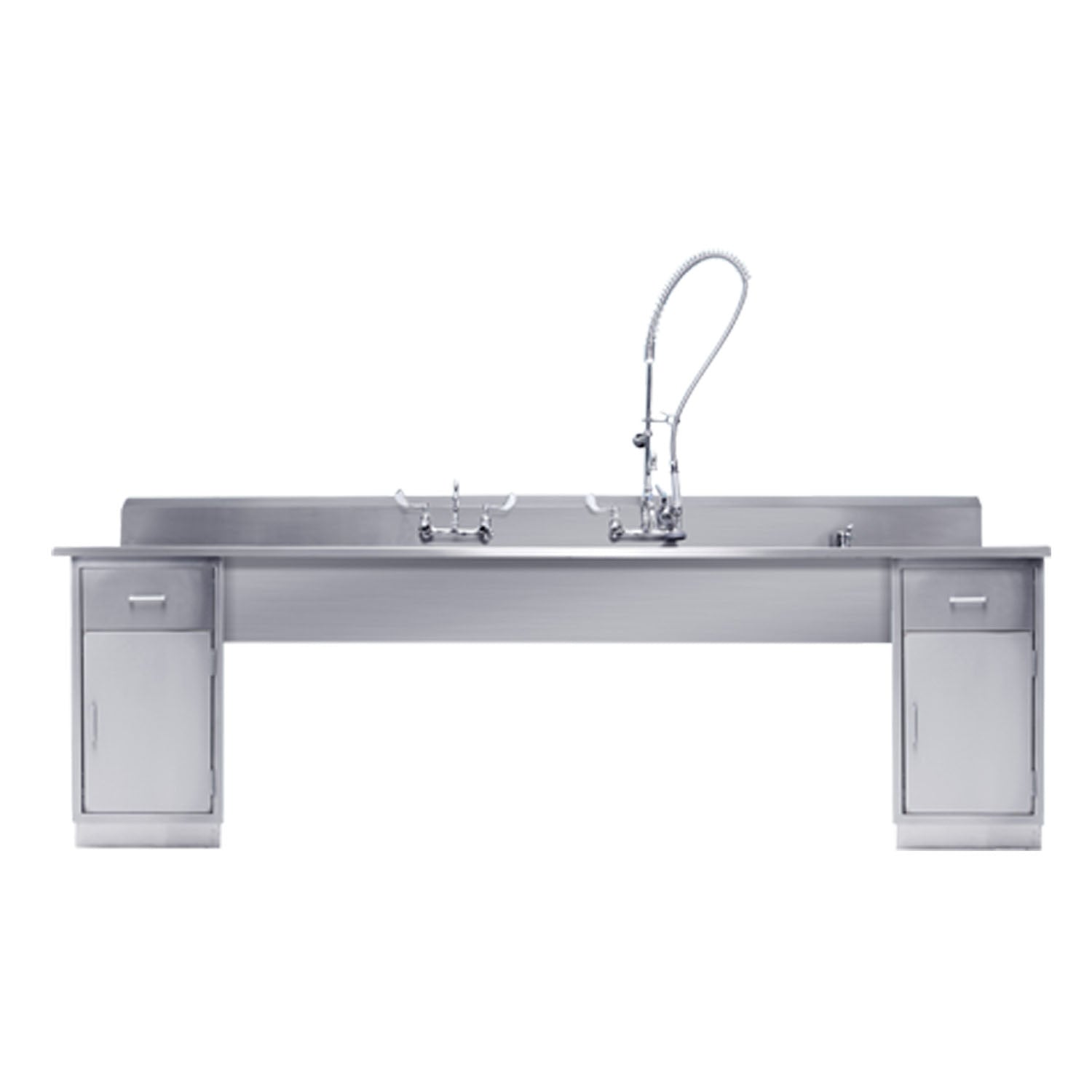 162DSBC001 - Blickman Industries - Decontamination Station 116"W x 26 1/2""D, (8") Backsplash, (3) 25"W x 18"H X 10"D Bowls, (1) Waste Lever Drain w/ Overflow, Marine Edge, Bowls Etched w/Gallon & Liter Measures (DROP SHIP ONLY) , ea