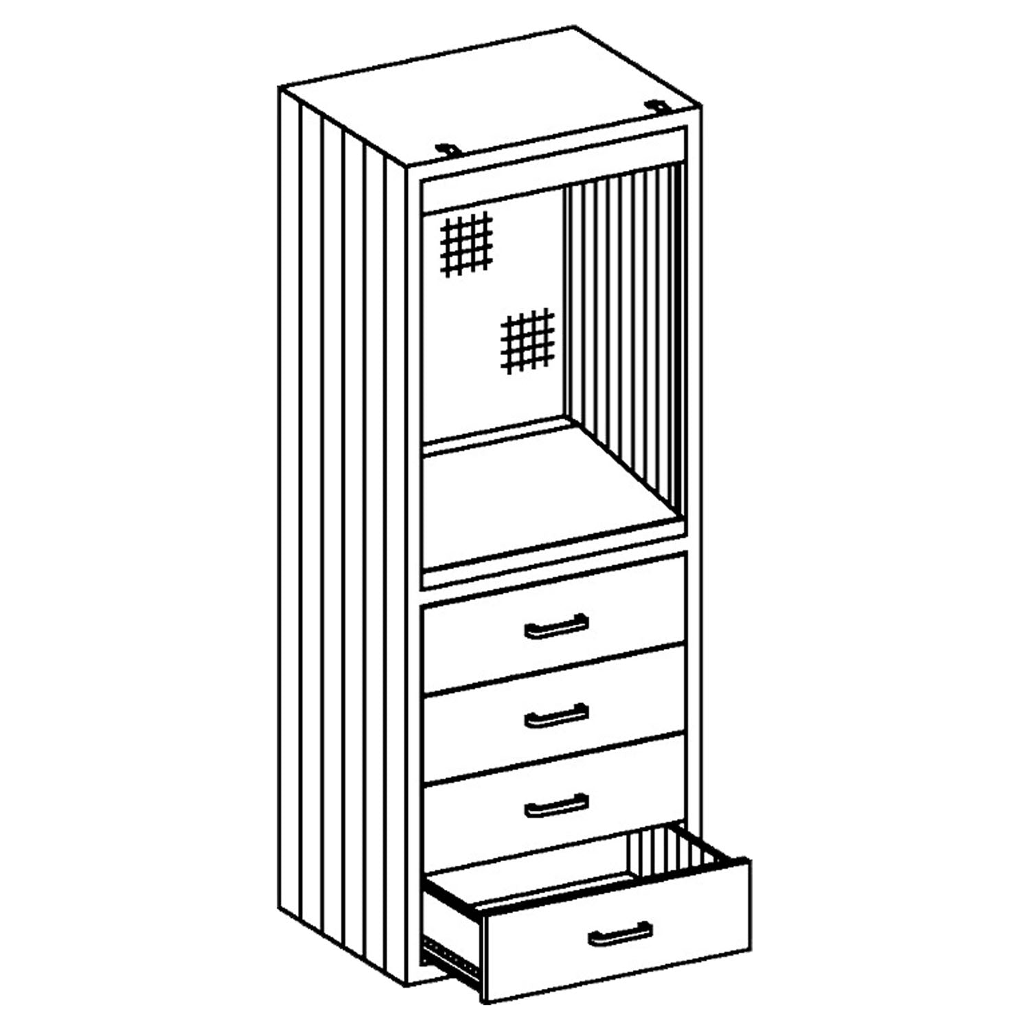 1713224000 - Blickman Industries - Equipment and Supplies Cabinet 24 1/8"W x 60"H x 18"D Console Cabinet, Sloped Writing Surface, White Porcelain, (4) Drawers (DROP SHIP ONLY) , ea