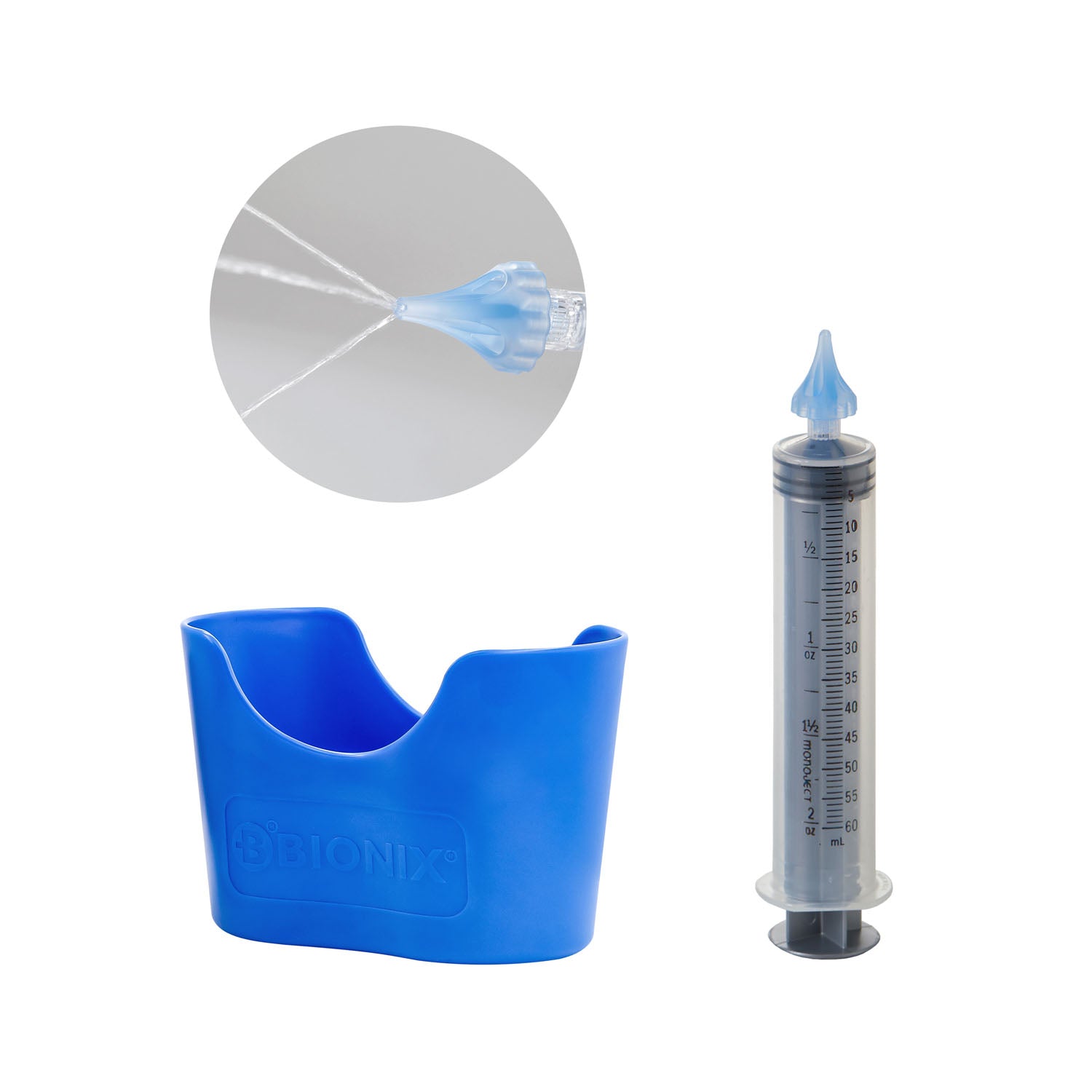 7235 - Bionix, LLC - Ear Irrigation, Syringe Kit, Includes: (5) OtoClear Tips, (1) 60cc Luer Lock Syringe, (1) Ear Basin (US Only) (Products cannot be sold on Amazon.com, through fulfillment on Amazon.com, or to any other vendor who intends to sell on Am