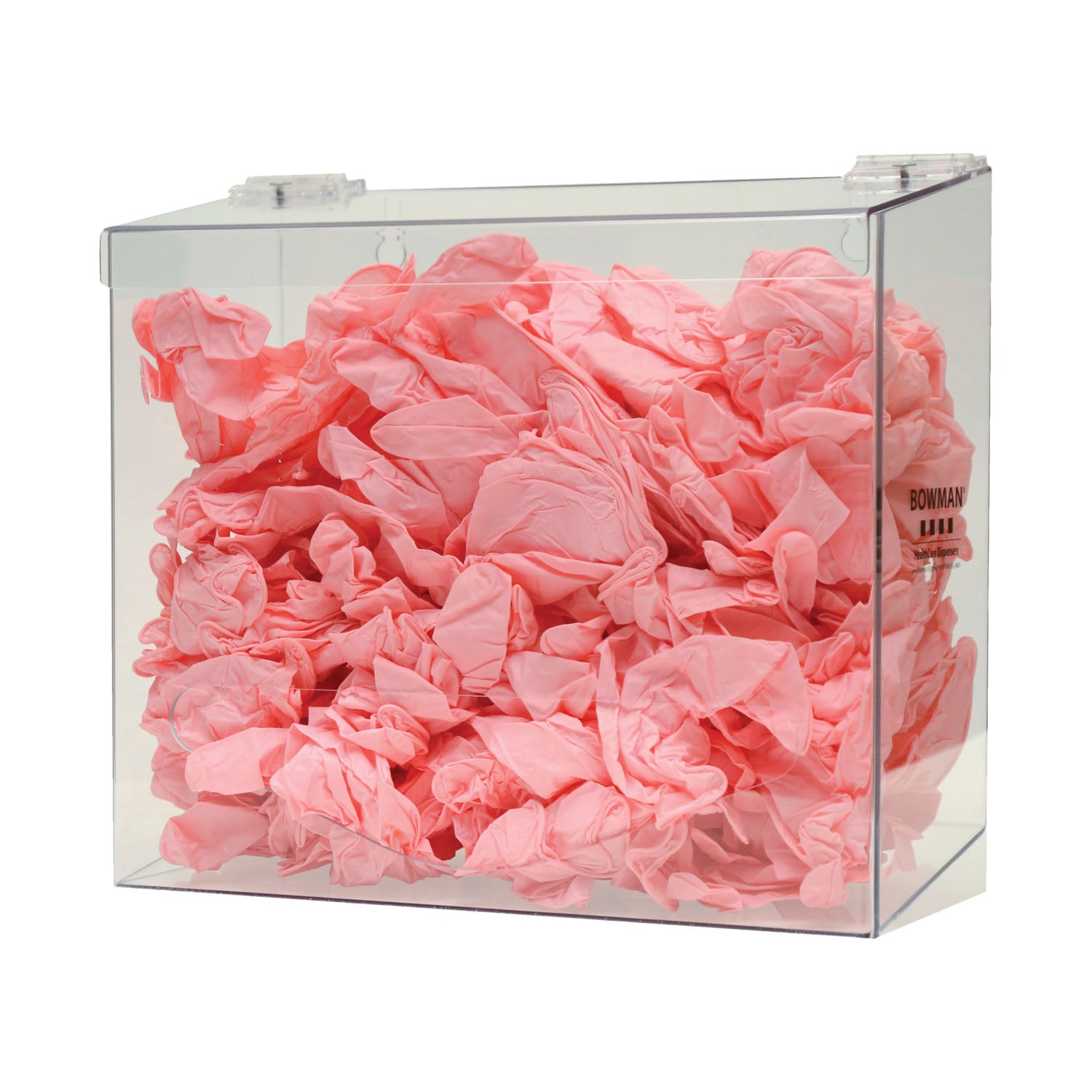 BP-021 - MarketLab, Inc. - Bulk Dispenser, Single Bin, Holds a Variety of Protective Apparel in Bulk, Single Compartment with Hinged Lid, Opening at Front Bottom, Keyholes For Wall Mounting, Clear PETG Plastic, 12¼"W x 11 1/8"H x 5¾"D (Made in USA) ,