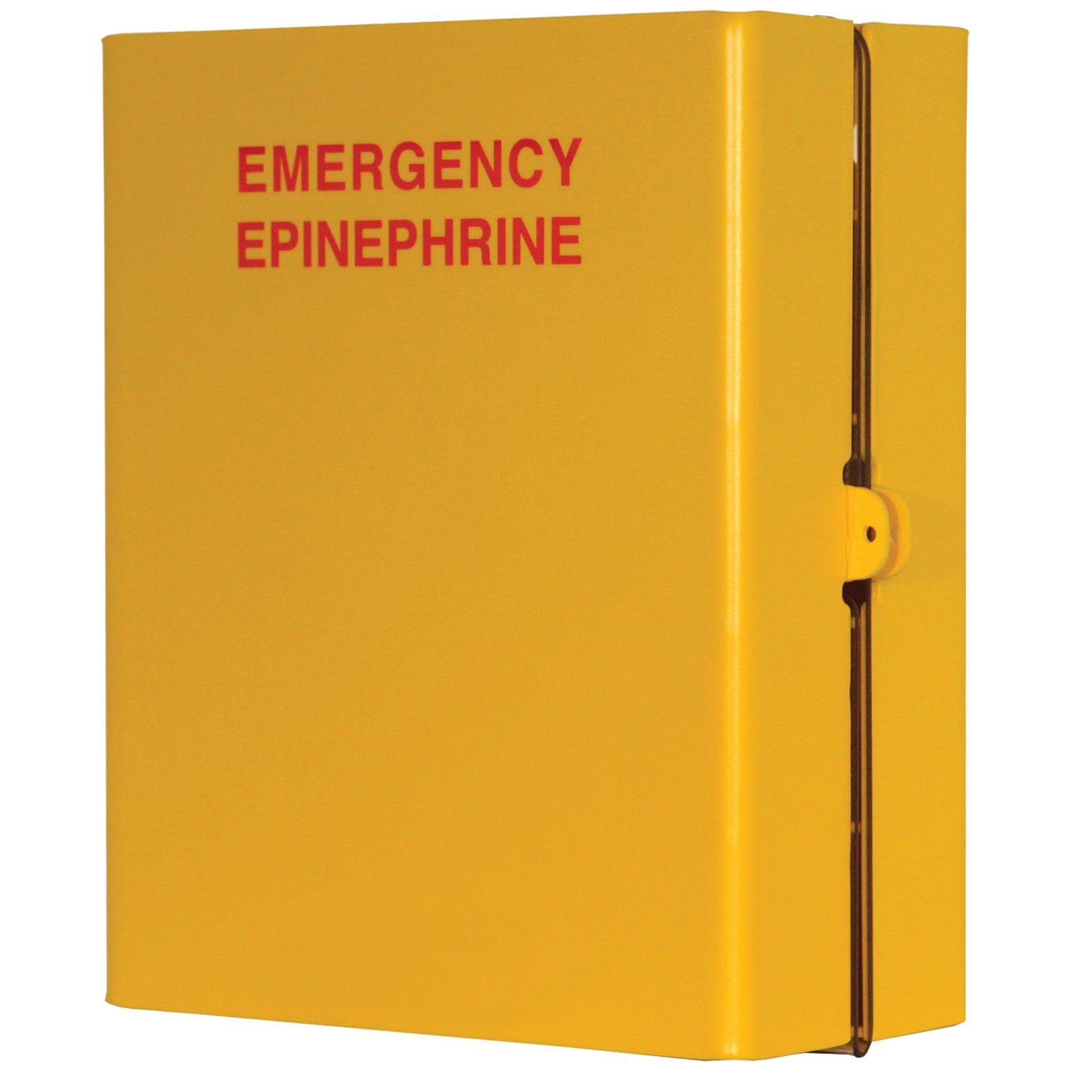 ED-760 - MarketLab, Inc. - Epipen Injector Dispenser, Holds Up to (1) EpiPens, Dual-Sided Clear PETG Plastic Door Sleeve For Identification Signage, Tab on Front For Lock Placement, Handle on Back, Keyholes For Wall Mounting, Yellow Sintra & Clear PETG P