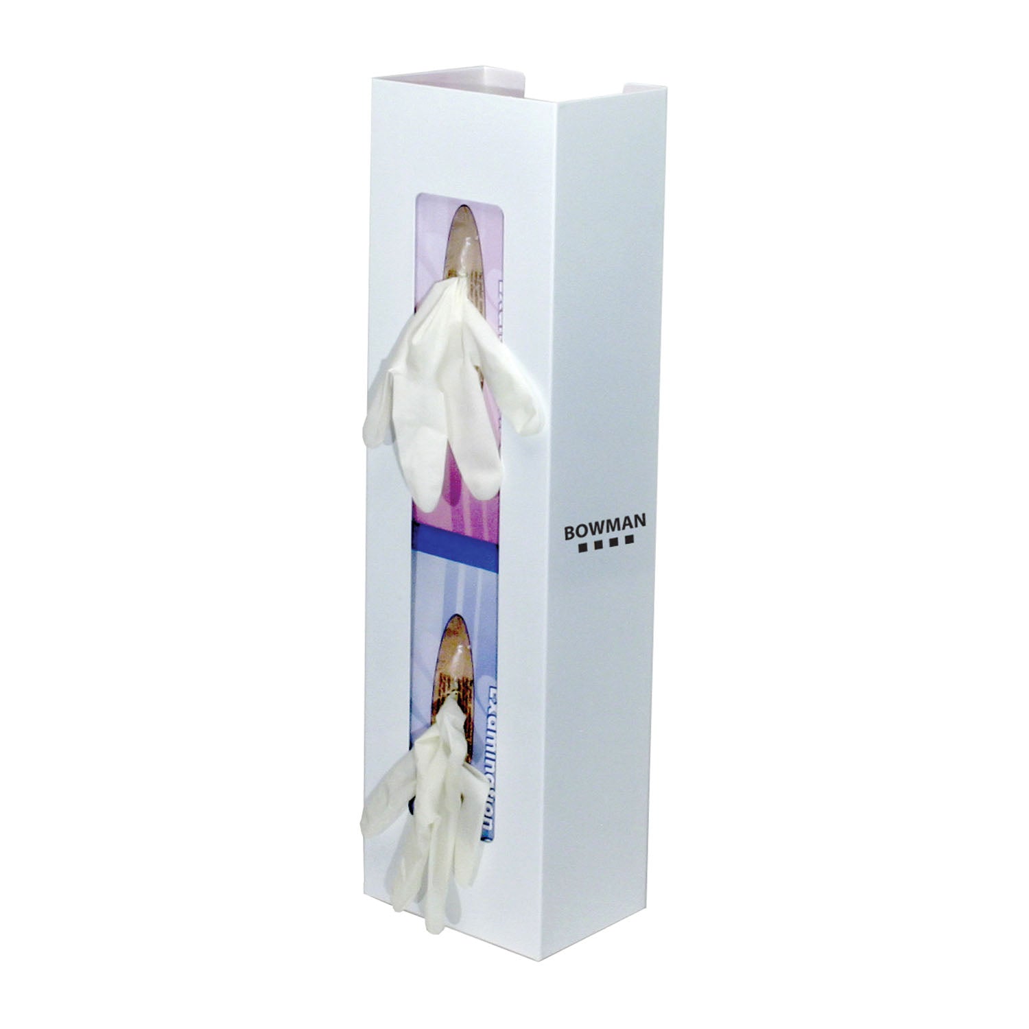 GB-067 - MarketLab, Inc. - Glove Box Dispenser, Double, Space Saver, Holds Two Boxes of Gloves (End-to-End), Two-Way Keyholes For Vertical or Horizontal Wall Mounting, White Powder Coated Steel, 5 5/8"W x 20 1/16"H x 3 15/16"D (Made in USA) , ea