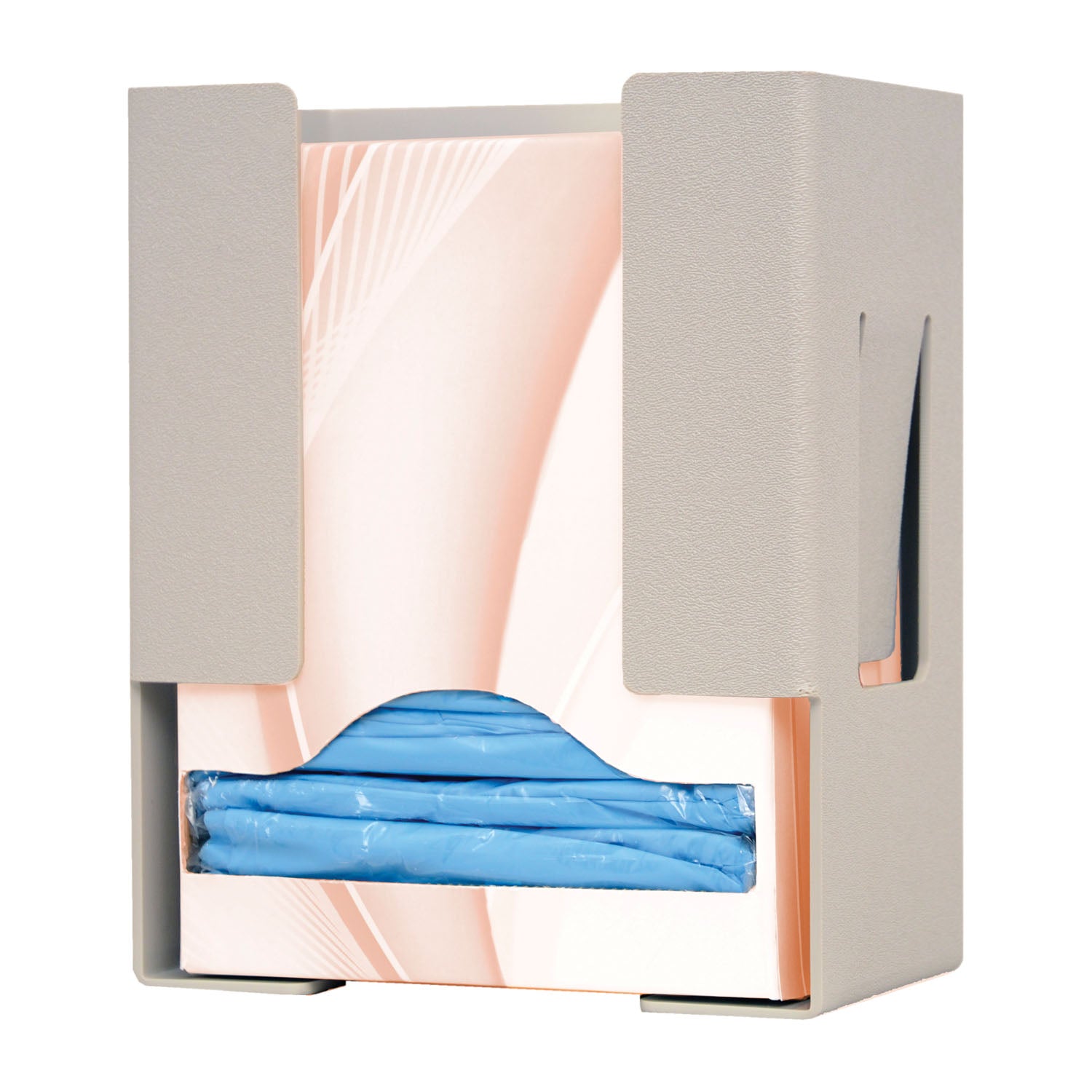 GN100-0212 - MarketLab, Inc. - Gown Dispenser, Universal Boxed (Thumbs-up), Holds a Variety of Boxed Disposable Isolation Gowns, Keyholes For Wall Mounting, Quartz ABS Plastic, 7 15/16"W x 9 7/8"H x 4 15/16"D (Made in USA) , ea