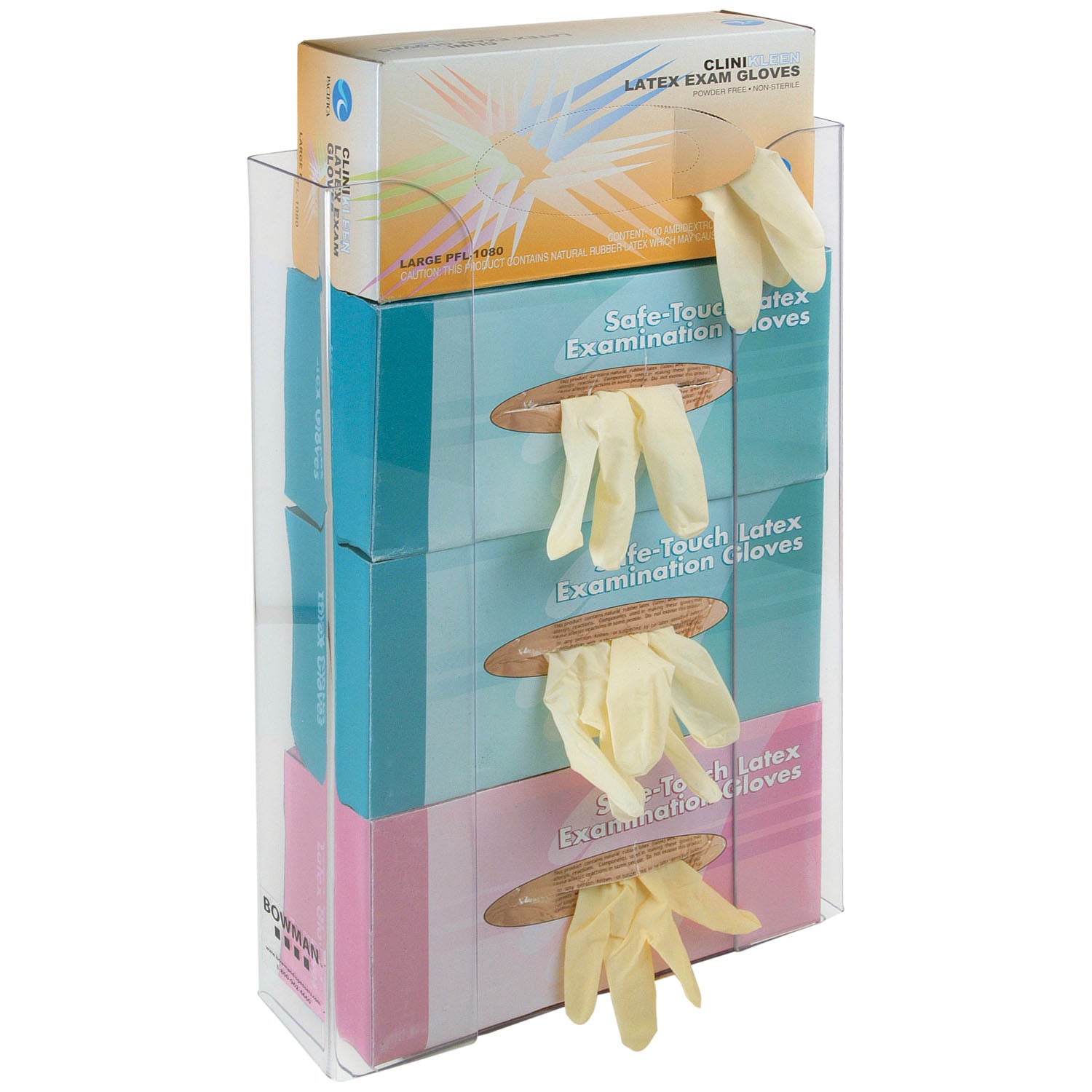GP-340 - MarketLab, Inc. - Glove Box Dispenser, Quad, Holds Four Boxes of Glove Horizontally, Keyholes For Vertical Wall Mounting, Clear PETG Plastic, 11 3/16"W x 19 1/8"H x 3 11/16"D (Made in USA) , ea
