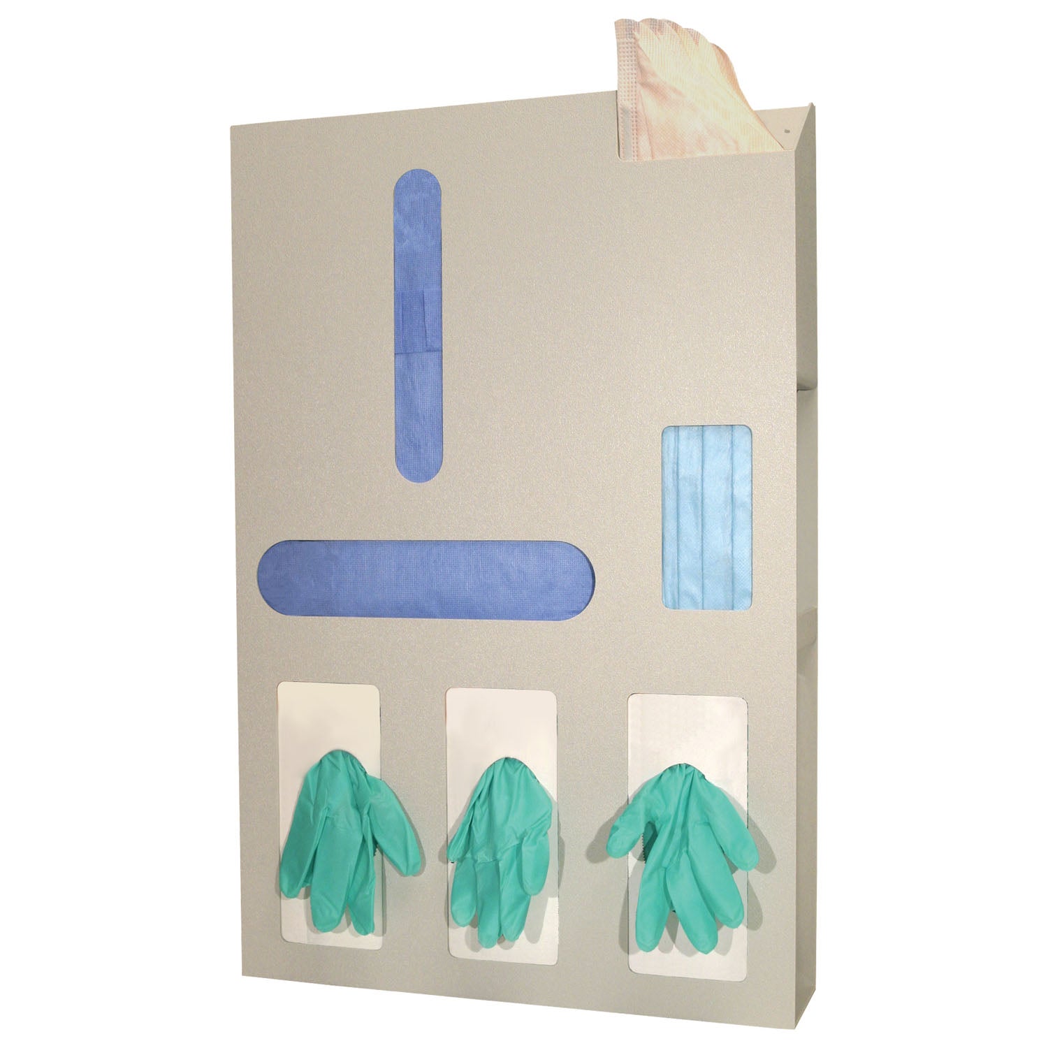 LD-064 - MarketLab, Inc. - Protection Organizer, Holds Flat Pack or Launderable Gowns, Three Boxes of Gloves, One Box of Face Masks & Storage Area to Hold a Variety of Medical Supplies, Keyholes For Wall Mounting, Door Hanger Cut-Out, Quartz ABS Plastic,