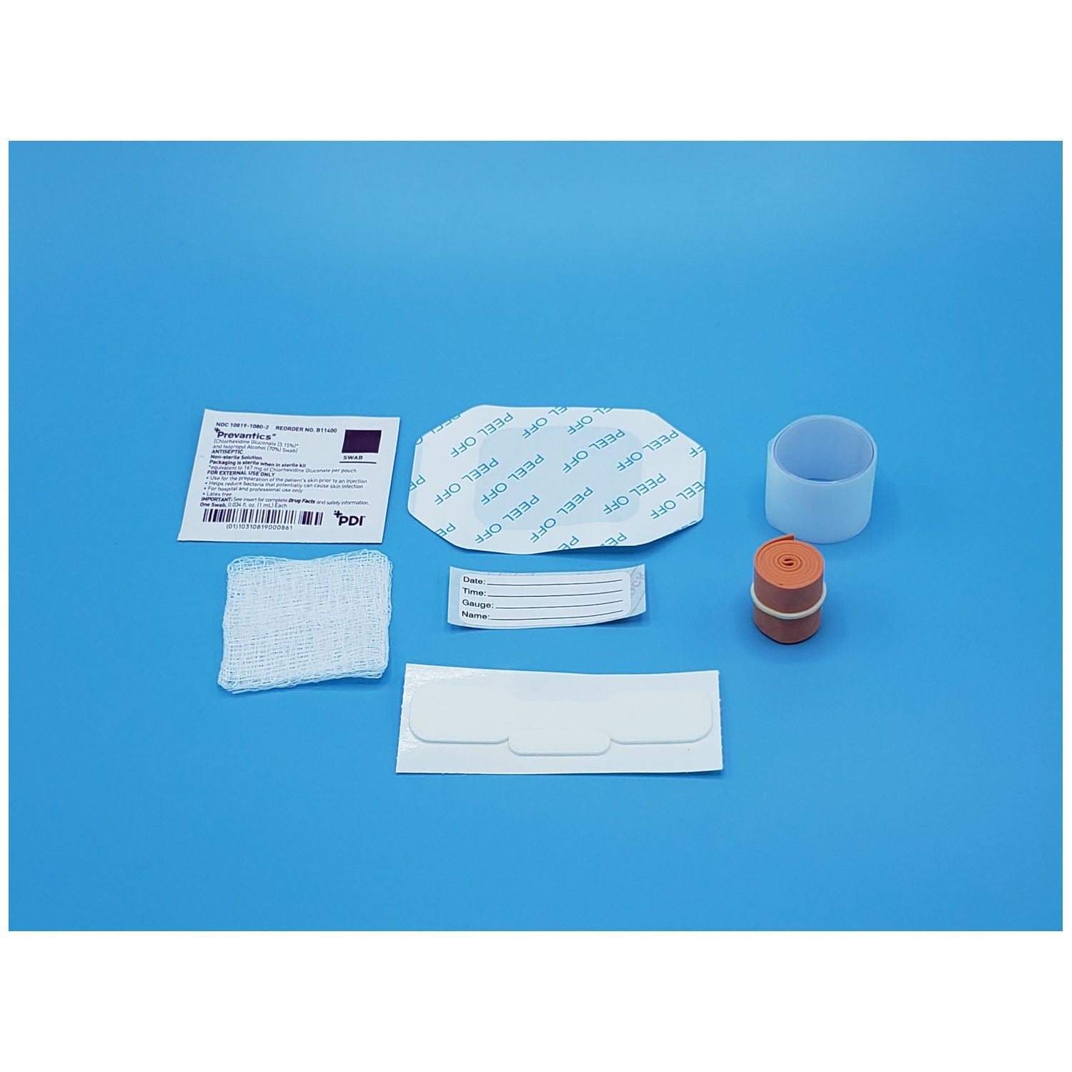 822 - Busse Hospital Disposables, Inc. - Kit de inicio intravenoso, apósito transparente, hisopo Chlorascrub™, dispositivo de fijación de catéter Posi-Guard, estéril, 50 unidades/caja (solo EE. UU.), caja