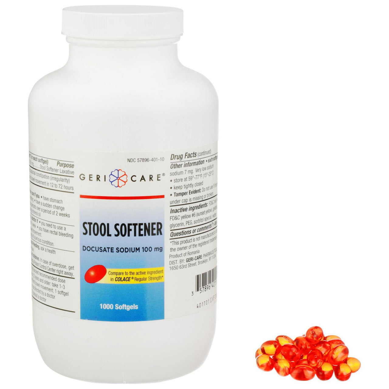 555682 - Geri-Care - Stool Softener Geri-Care Softgel 100 mg Strength Docusate Sodium 401-10-GCP Case of 12, (CS)