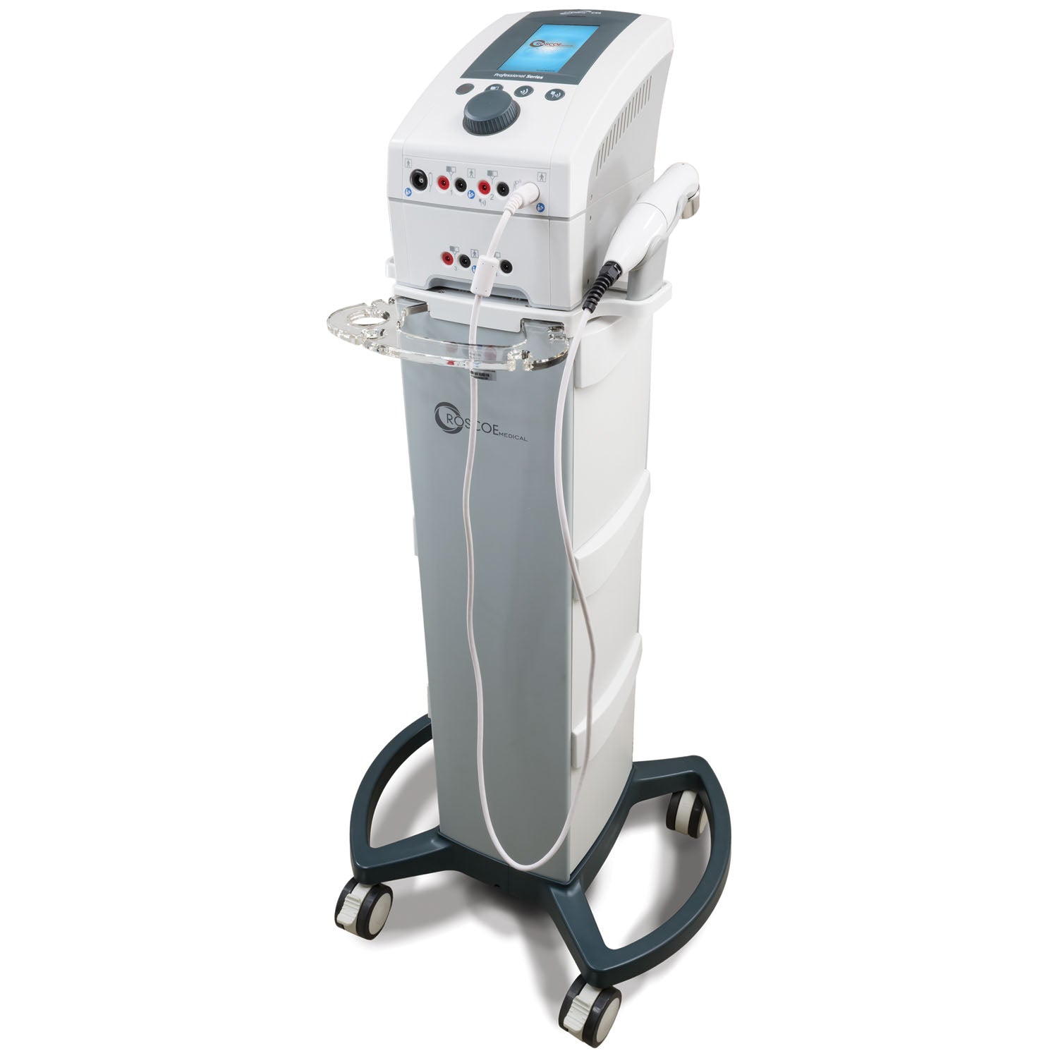 DQ8001 - Compass Health - Electrotherapy & Ultrasound System, Comes with: Therapy Cart, CX4 Device, Axelgaard® Electrodes (2” x 2” & 2” x 3.5” Electrodes, 3” x 5” Dispersive Electrodes), Rubber Electrodes (2.5” x 3.5” & 2.75” x 4.3” Electrodes), 2 Straps