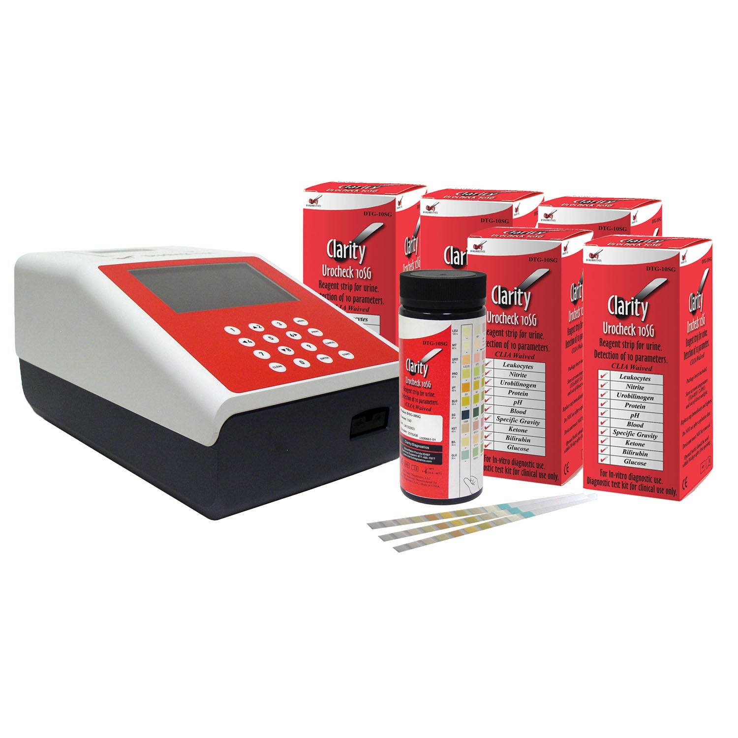 CD-MACPROMO5 - Clarity Diagnostics, LLC - Clarity 尿液分析儀促銷裝,含 4 瓶 10SG 尿液和 1 瓶微量白蛋白肌酐試紙,120℃ 分析儀,CLIA 豁免認證(不向加拿大銷售)(僅限代發貨),每台