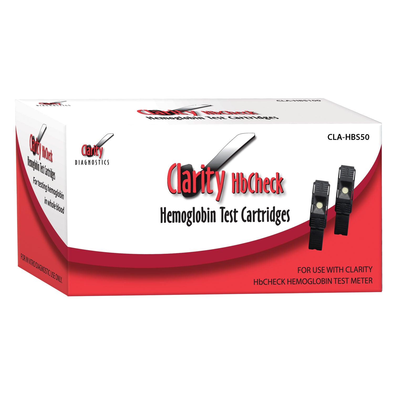 CLA-HBS50 - Clarity Diagnostics, LLC - Clarity HbCheck 血紅素試紙,CLIA豁免認證,50條/盒(每瓶10條,5/盒),60支移液管和(1)個編碼晶片(不向加拿大銷售),盒裝