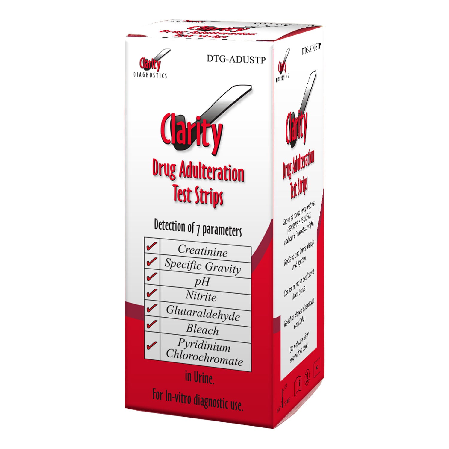 DTG-ADUSTP - Clarity Diagnostics, LLC - Clarity 尿液摻假檢測條,25 條/盒,盒裝