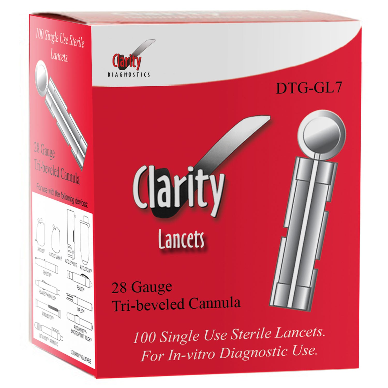 DTG-GL7 - Clarity Diagnostics, LLC - 採血針補充裝(100支),適用於 DTG-DL6 Clarity 採血筆,1盒/箱(加拿大地區不販售),盒裝