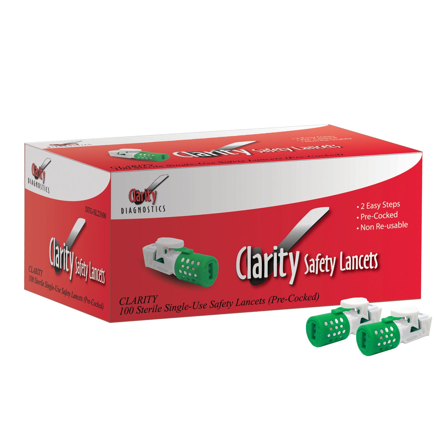 DTG-SL23200 - Clarity Diagnostics, LLC - Clarity 安全採血針,23G,200支/盒,盒裝