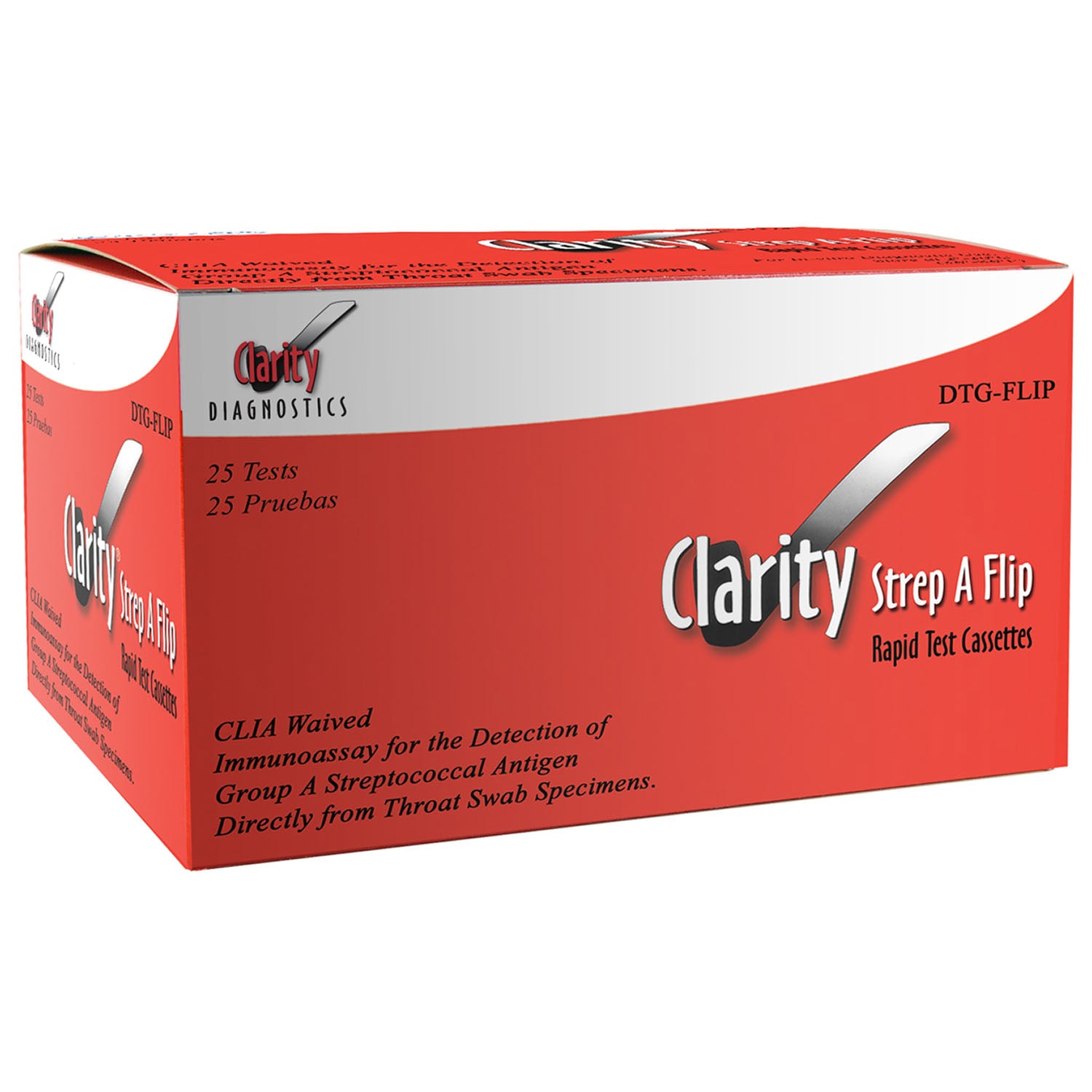 DTG-STPFLIP - Clarity Diagnostics, LLC - Clarity Strep A Flip Cassette,豁免 25/盒,盒