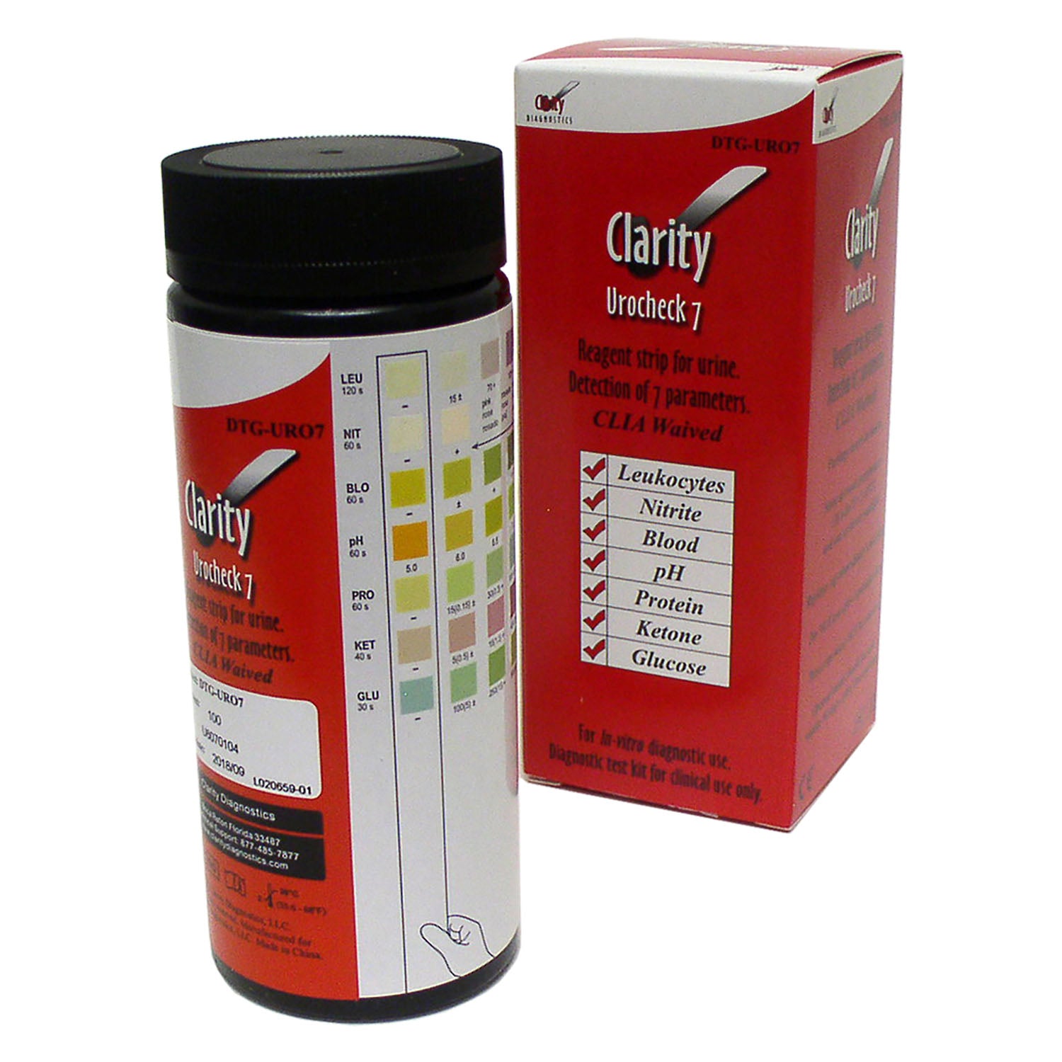 DTG-URO7 - Clarity Diagnostics, LLC - Clarity Urocheck,7,CLIA豁免,100/盒,盒裝