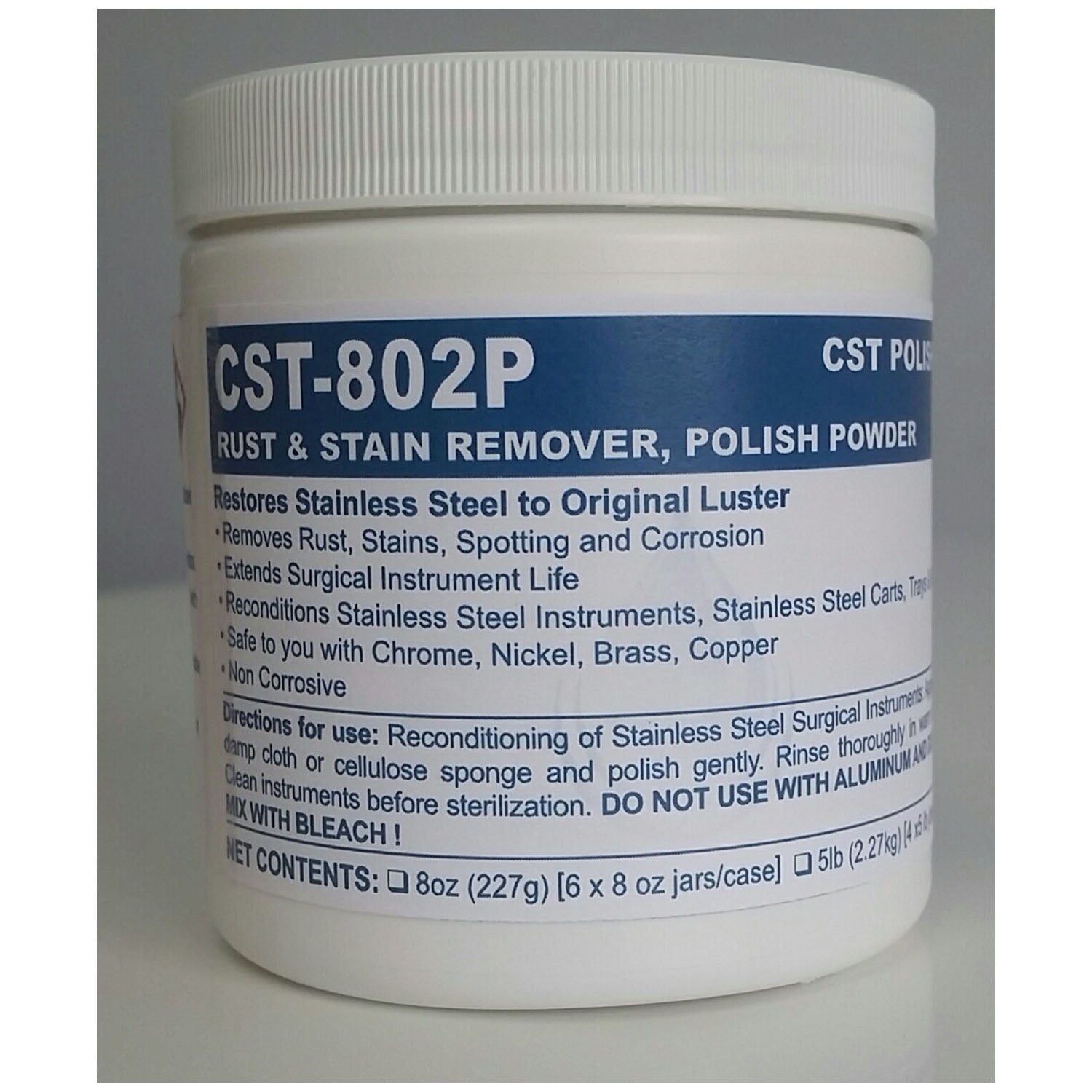 CST-802P - Complete Solutions Technologies, LLC - Medi-Sheen 去污除銹拋光粉,8 盎司,6 罐/箱(僅限美國),cs