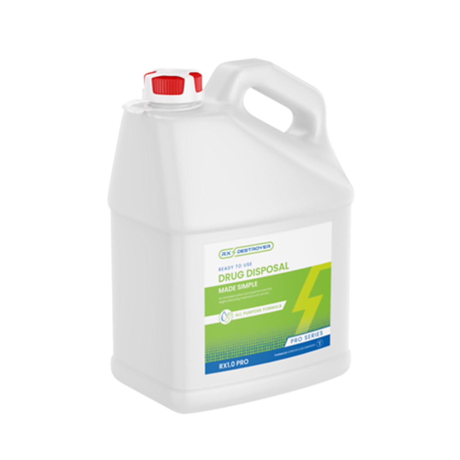 RX1.0PRO - C2R Global Manufacturing - Rx Destroyer™ Serie Pro Multiusos, Botellas de 1 galón, Tapa con Cierre y Indicador de Visibilidad, 4 botellas/caja