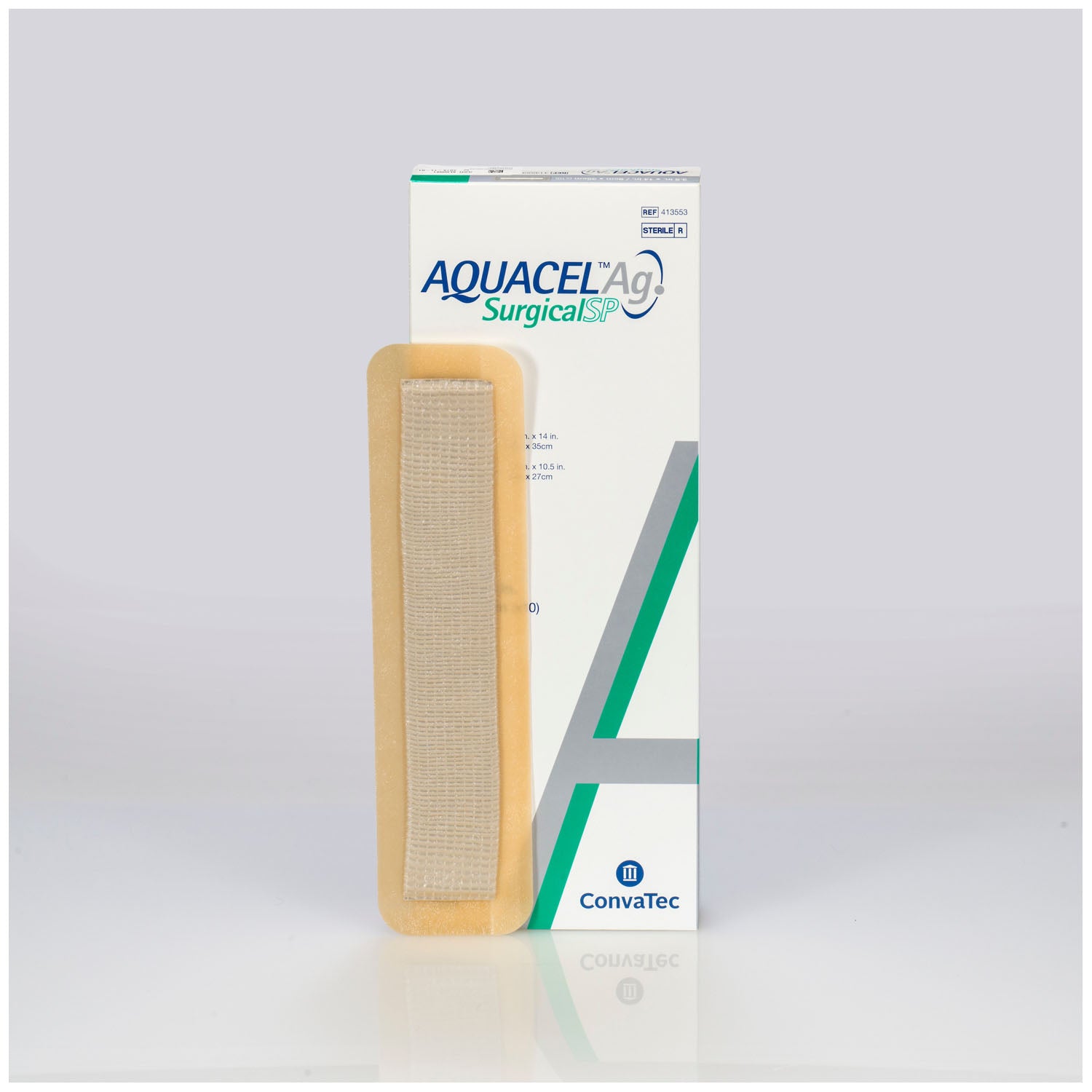 413553 - Convatec - Apósito quirúrgico Ag SP, 3 1/2" x 14", incisiones de hasta 11", 10/caja (solo EE. UU. continental), caja