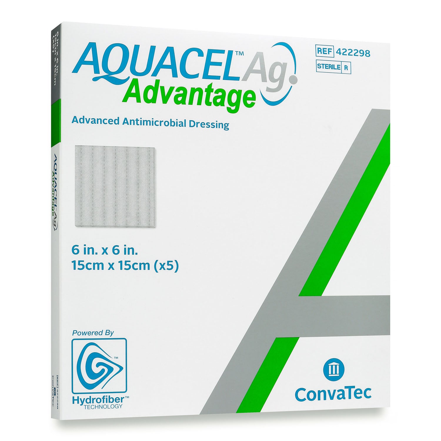 422298 - Convatec - Ag Advantage, Enhanced Hydrofiber with Silver, Non-Adhesive, 6" x 6", 5/bx (Continental US Only) , bx