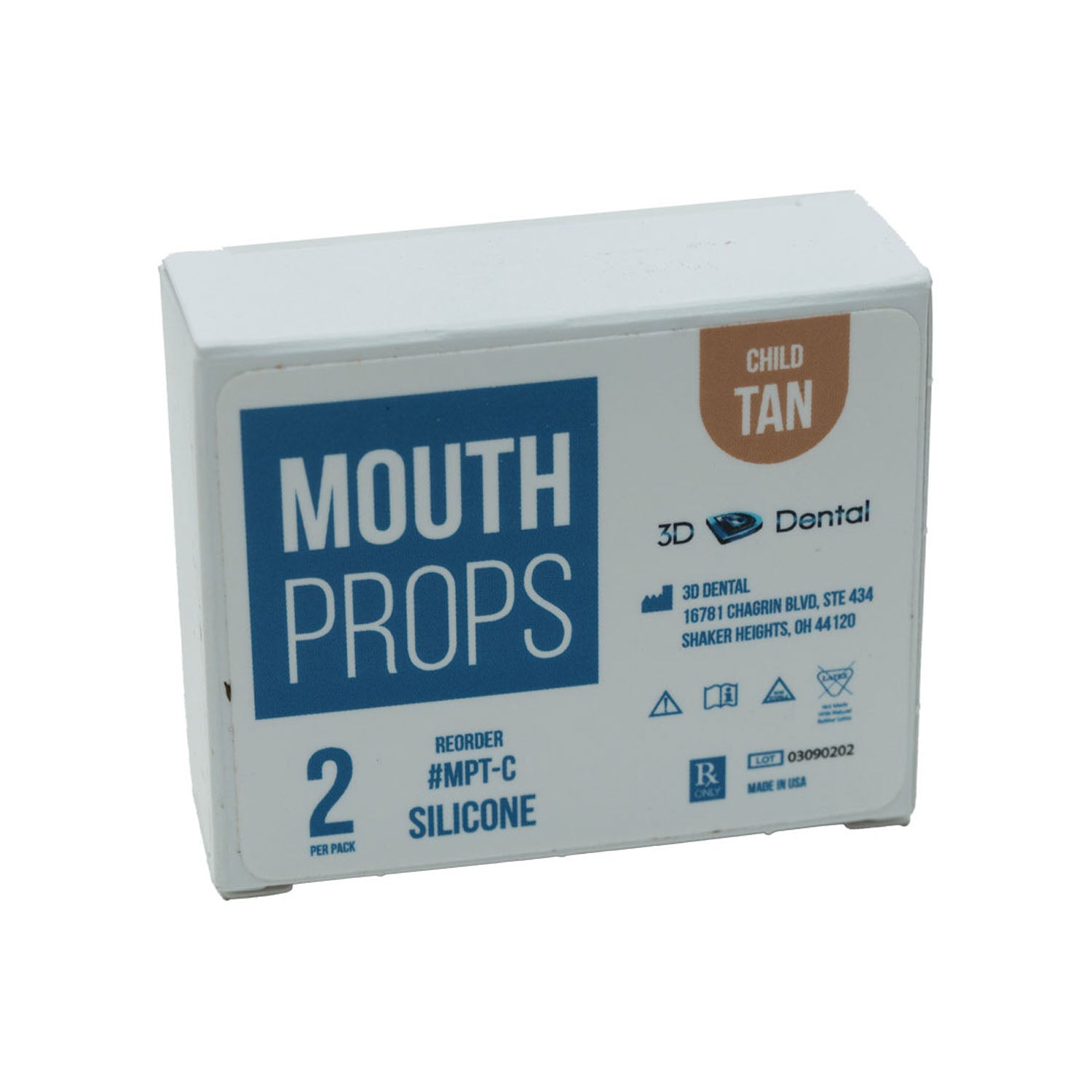 MPT-C - 3D Dental - Mouth Props, Child, Tan, Silicone-2/PK , pk