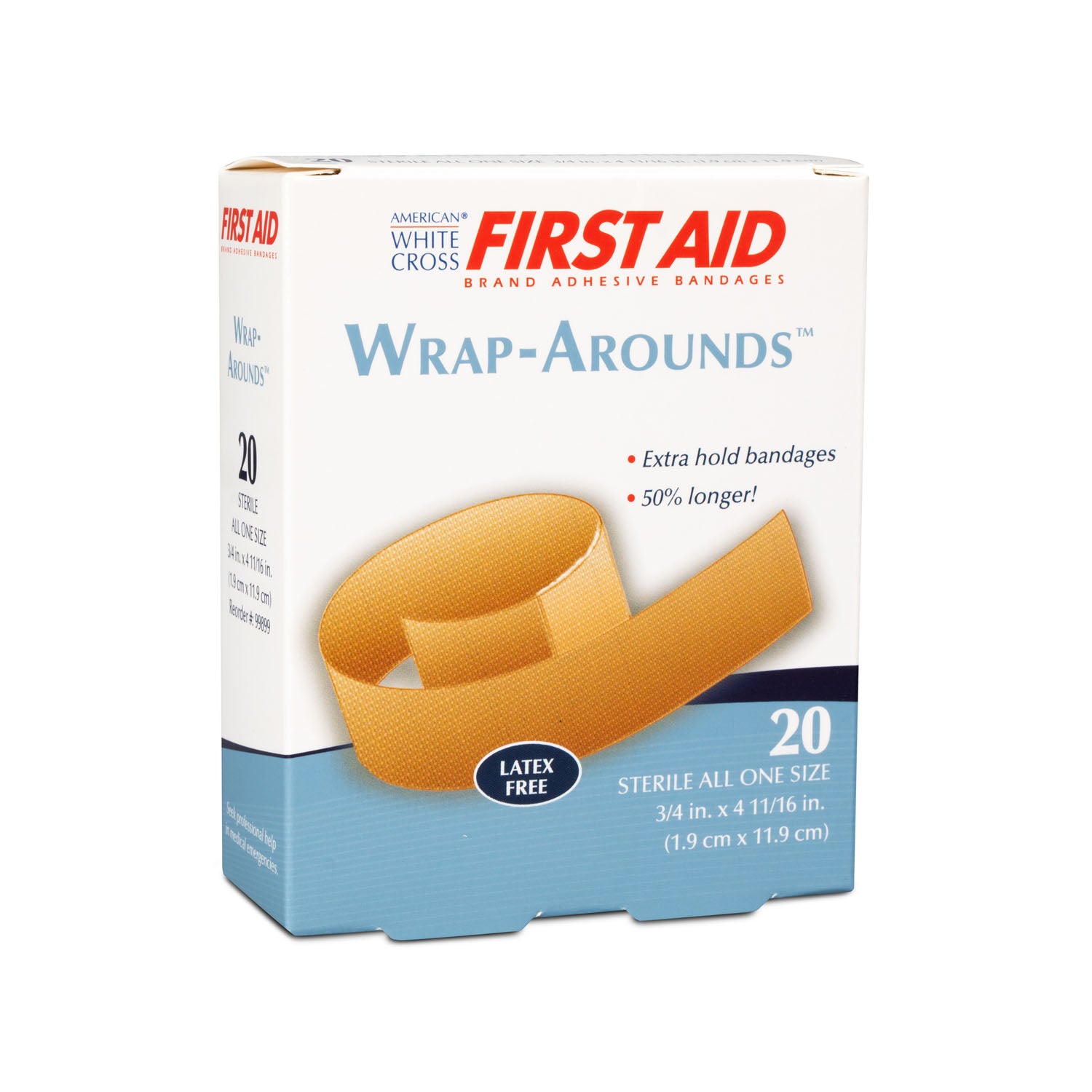 99899 - Dukal Corporation - Vendaje adhesivo Wrap-Around™, de tela, ligero, ¾" x 4-11/16", estéril, 20/caja, 24/caja