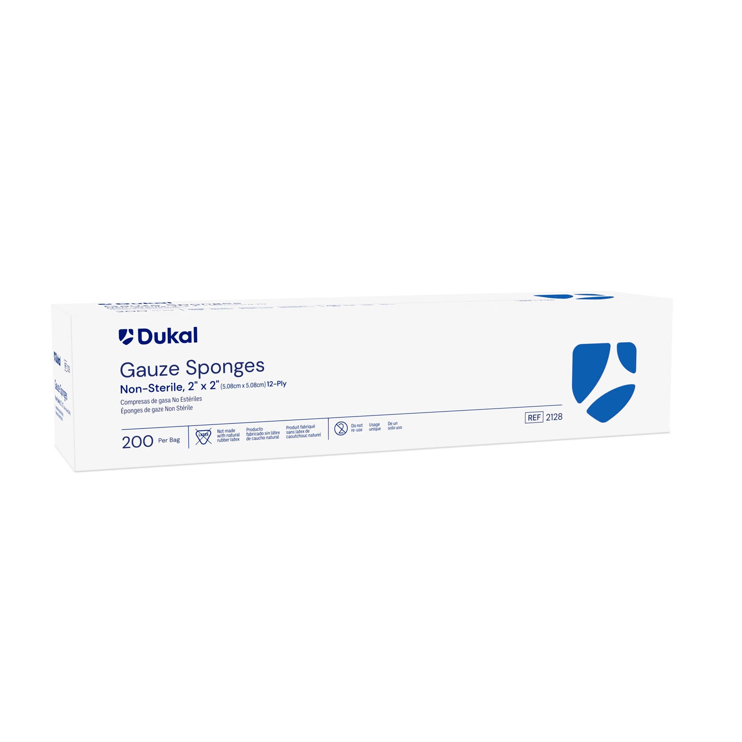 2128 - Dukal Corporation - Gauze Sponge, 2" x 2", Non-Sterile, 12-Ply, 200/bg, 40 bg/cs , cs