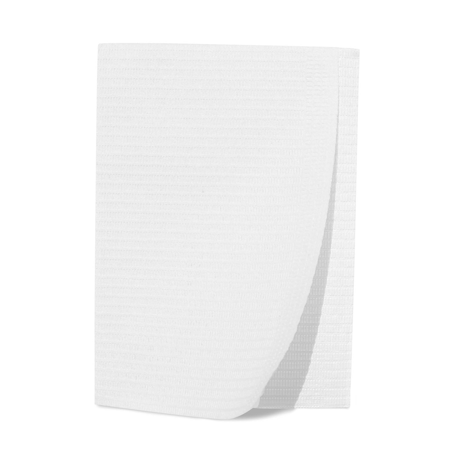 27406 - Dukal Corporation - Baberos para pacientes, tejido de 2 capas/poliéster de 1 capa, 13" x 18", blancos, 125/paquete, 4 paquetes/caja (55 cajas/plt)
