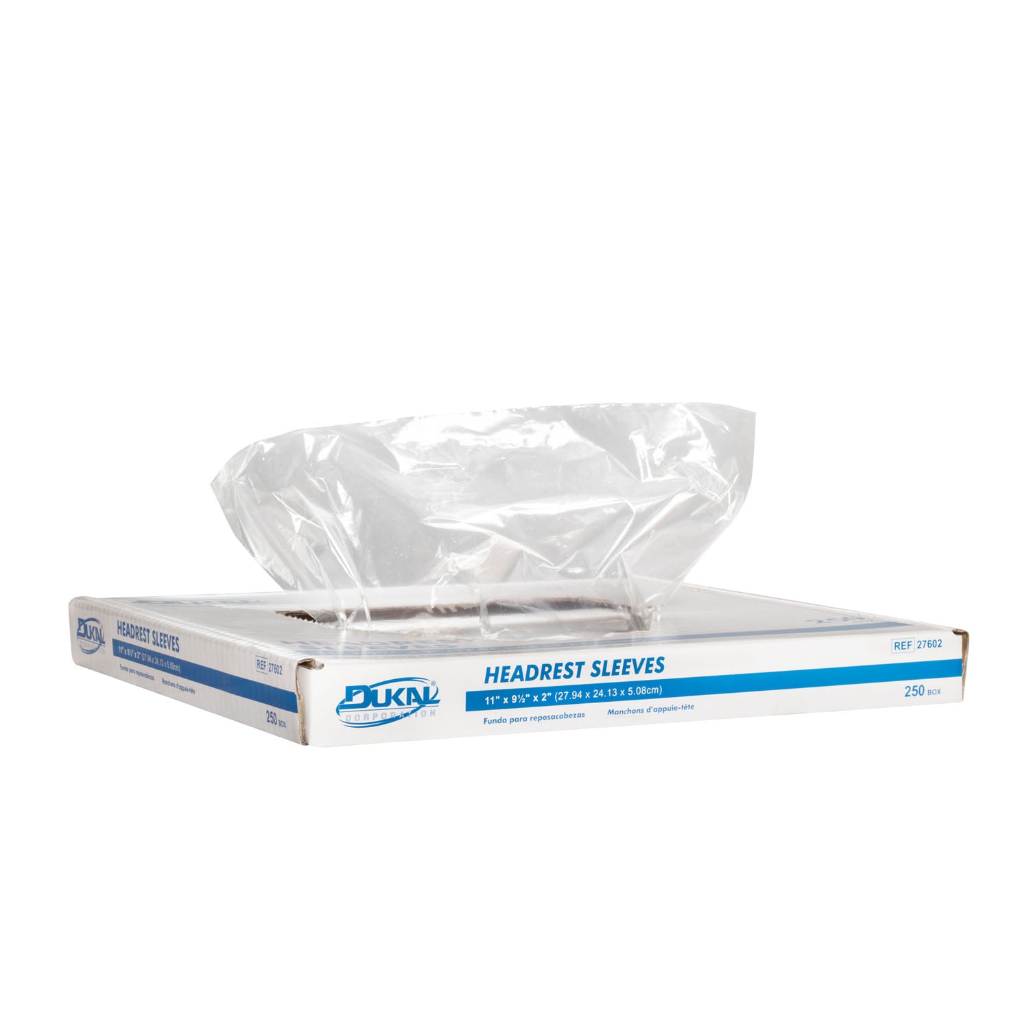27602 - Dukal Corporation - Headrest Sleeves, 11" x 9.5" x 2", 250/bx, 4 bx/cs (72 cs/plt) , cs